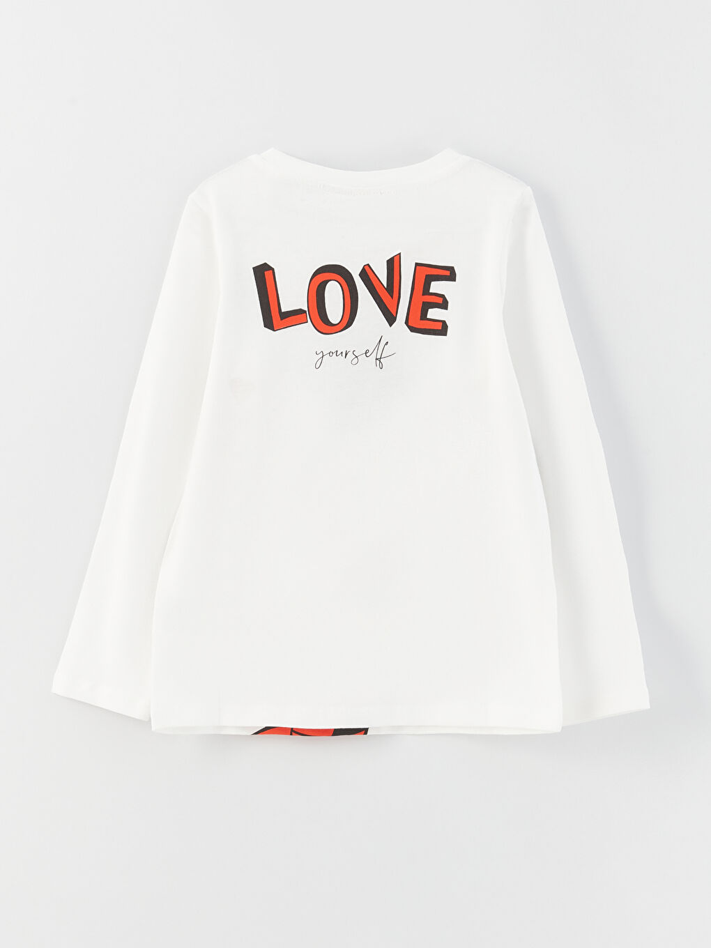 Қыздарға арналған ұзын жеңді микки маус принтті дөңгелек жағалы футболка-1