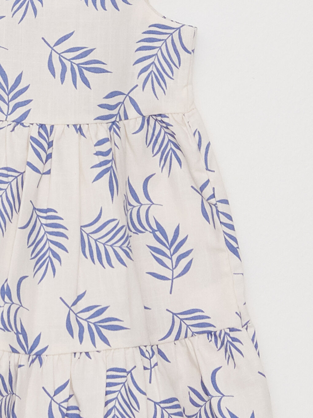 Ekru Kare Yaka Desenli Kız Bebek Elbise-2