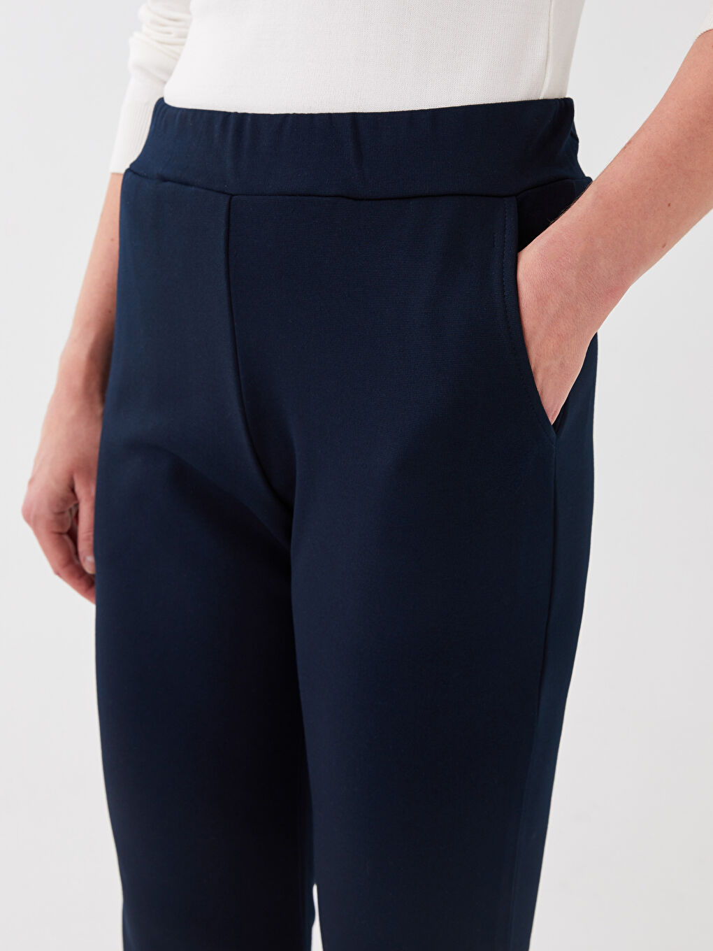 Women's Elasticated Waist Plain Sweatpants-2