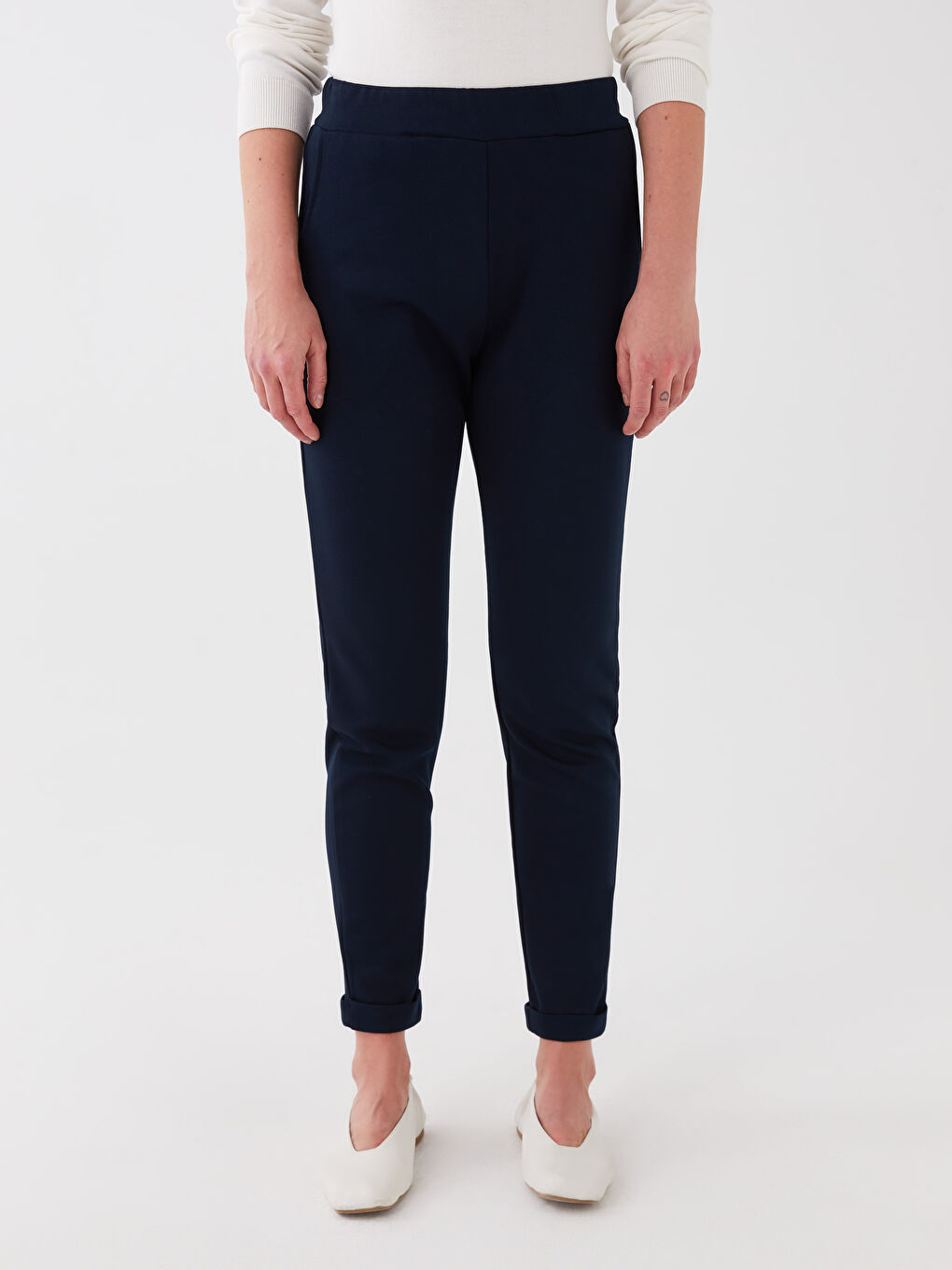 Women's Elasticated Waist Plain Sweatpants-3