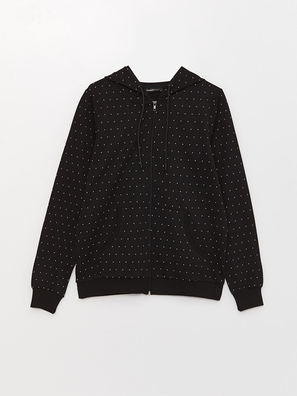 Әйелдерге арналған капюшонды горошекпен ұзын жең кардиган-5