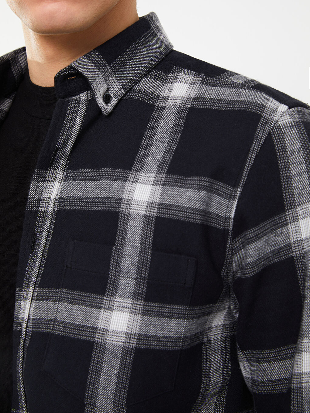LCWAIKIKI Classic Regular Fit Long Sleeve Plaid Gabardine Men's Shirt -S33886Z8-LKX