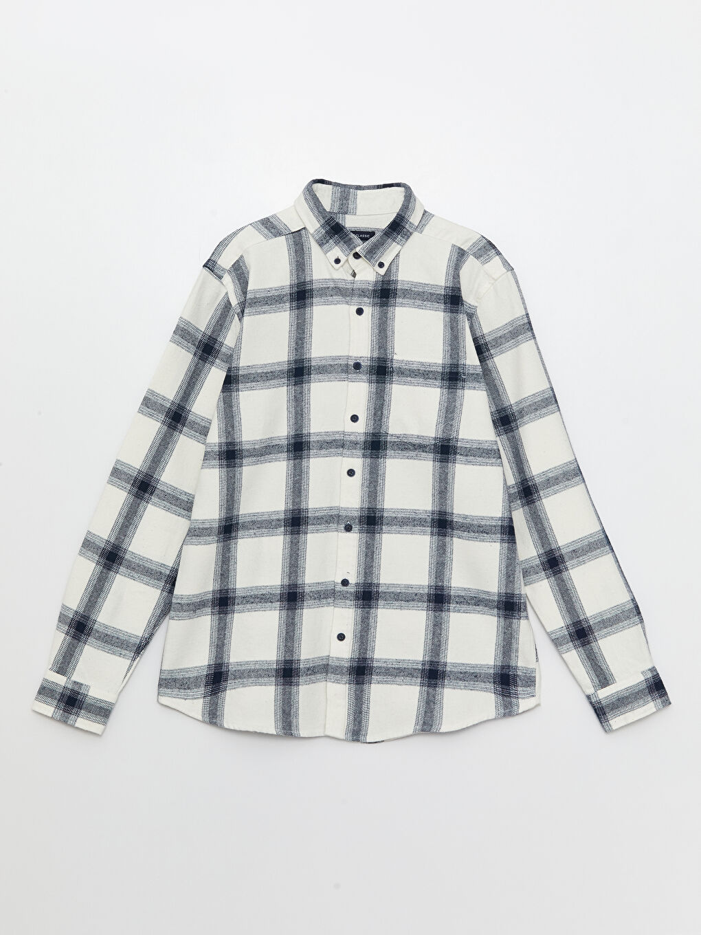 قميص رجالي كاروهات كم طويل بقصة عادية من قماش الجبردين-4