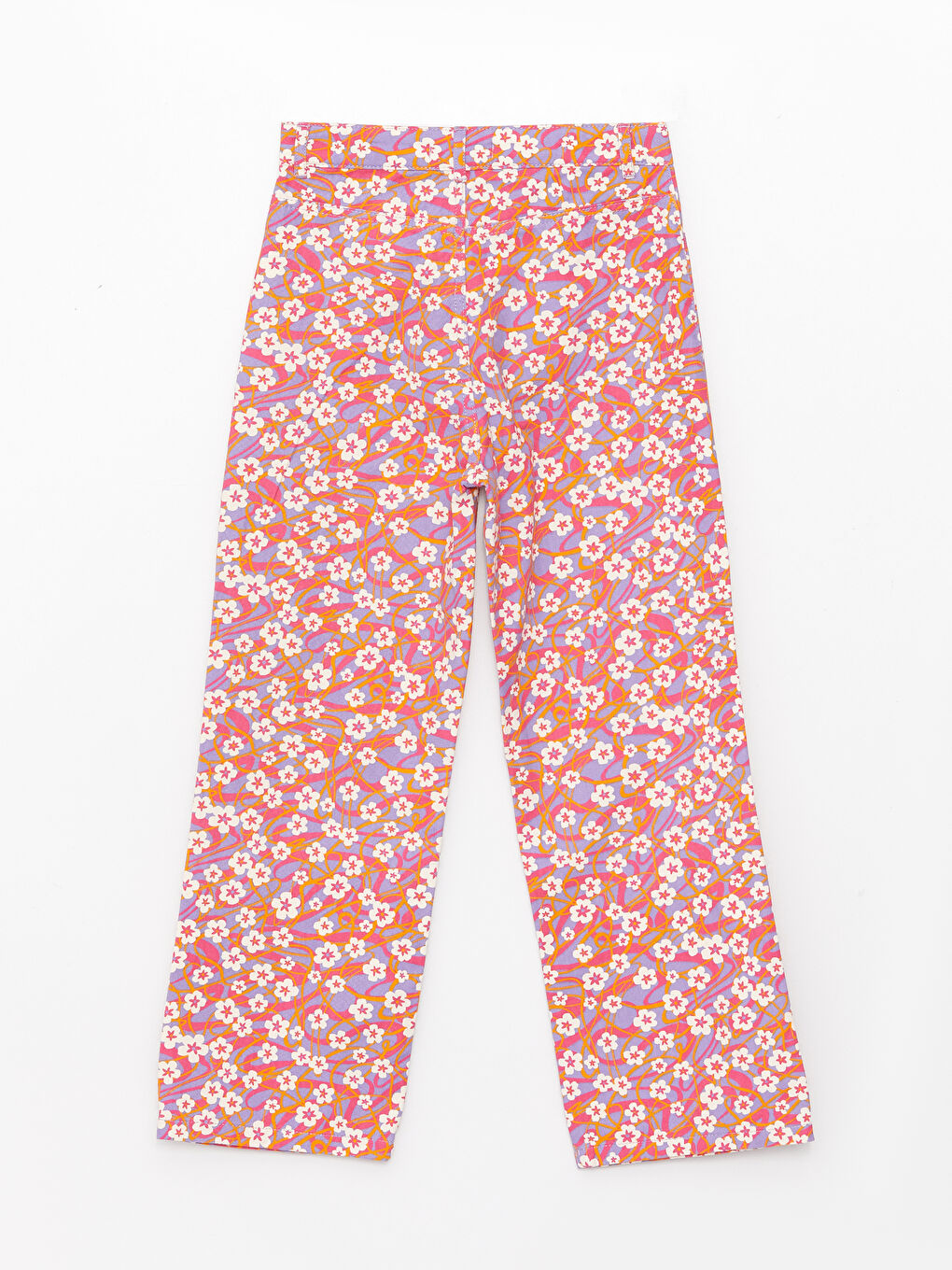 Lila Desenli Gabardin Kız Çocuk Pantolon-1