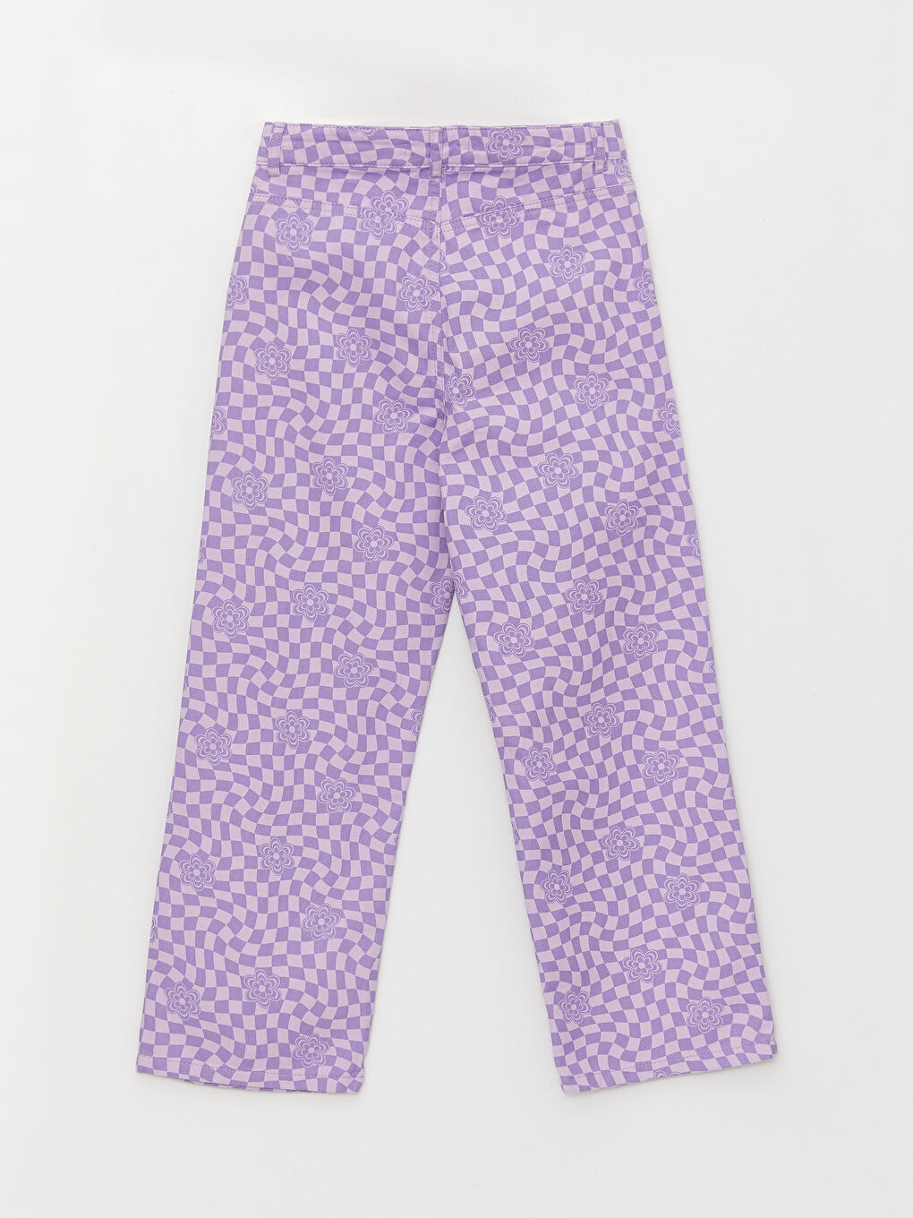 Lila Desenli Gabardin Kız Çocuk Pantolon-1
