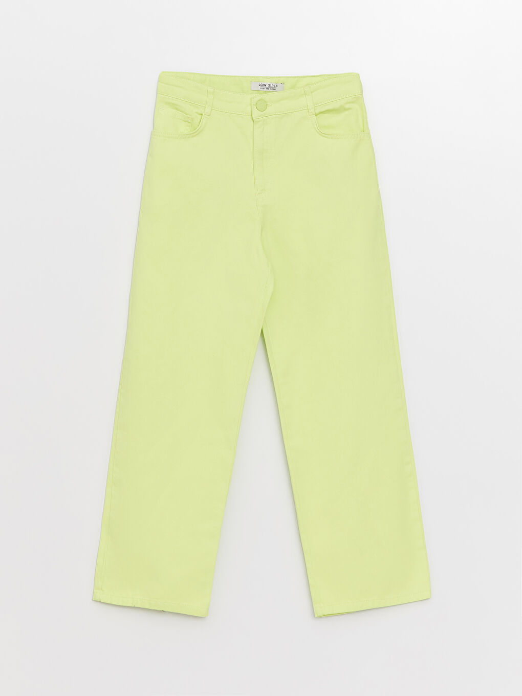 Yeşil Basic Geniş Paça Gabardin Kız Çocuk Pantolon