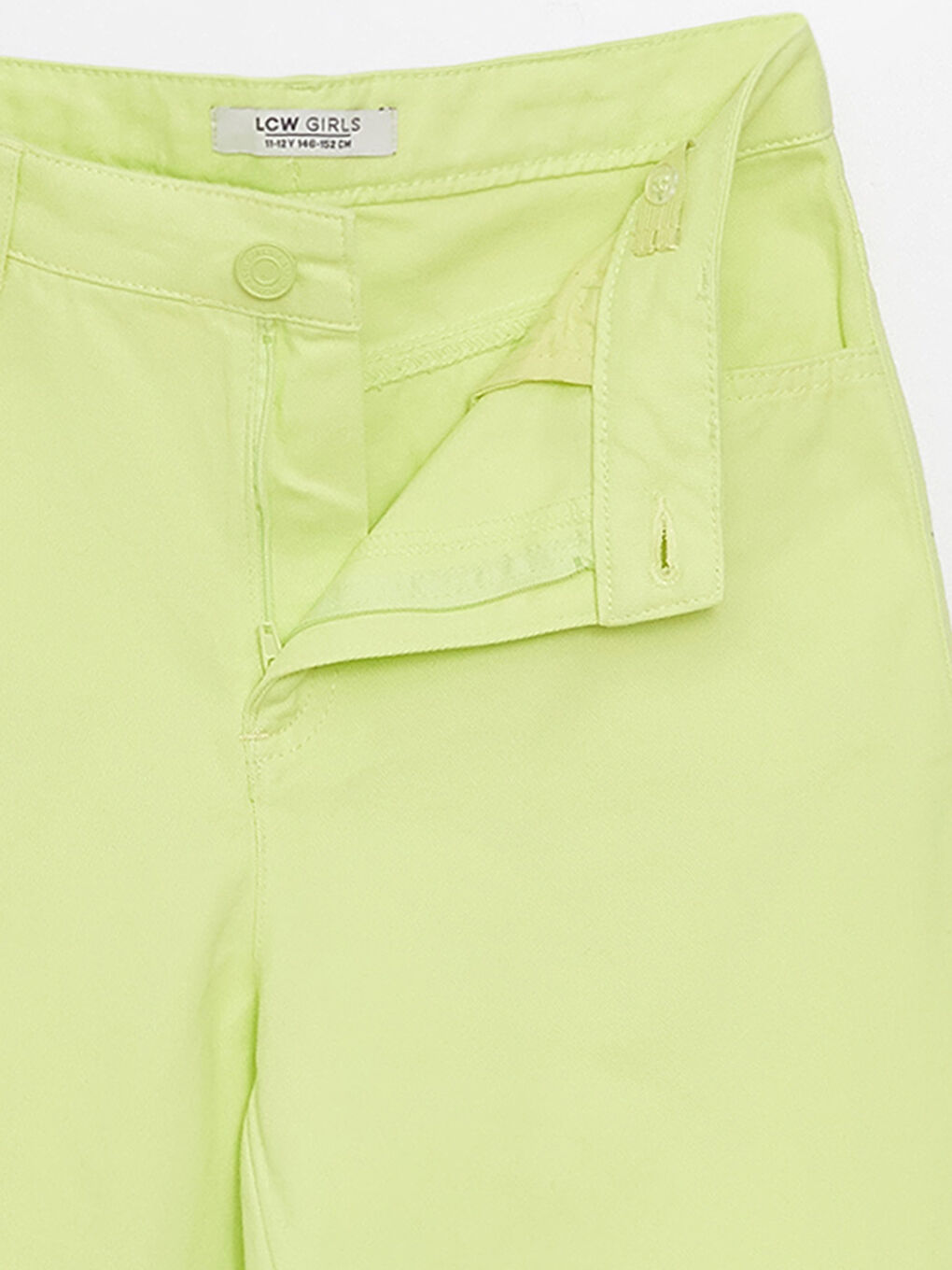 Yeşil Basic Geniş Paça Gabardin Kız Çocuk Pantolon-2