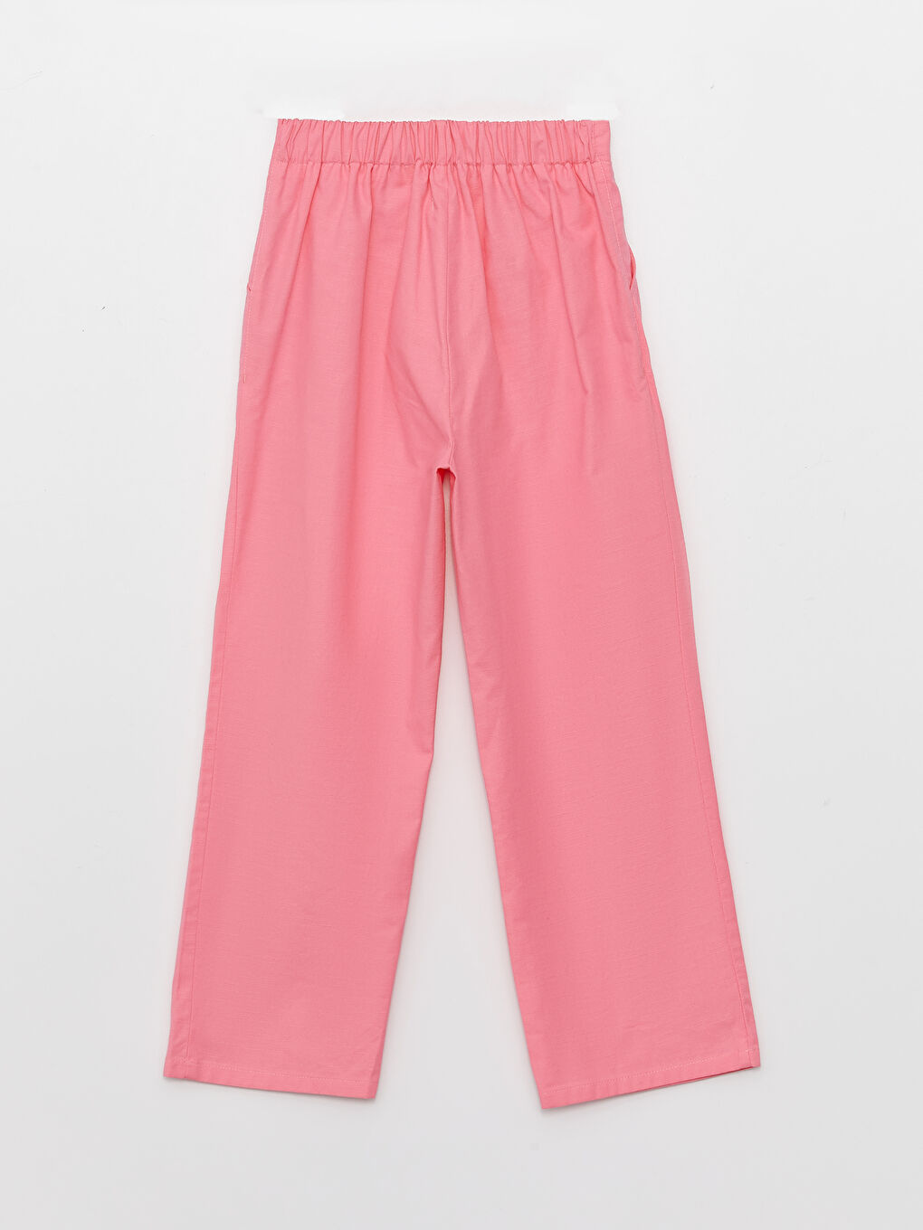 بنطلون بنات بخصر مطاطي واسع من الأسفل سادة-1