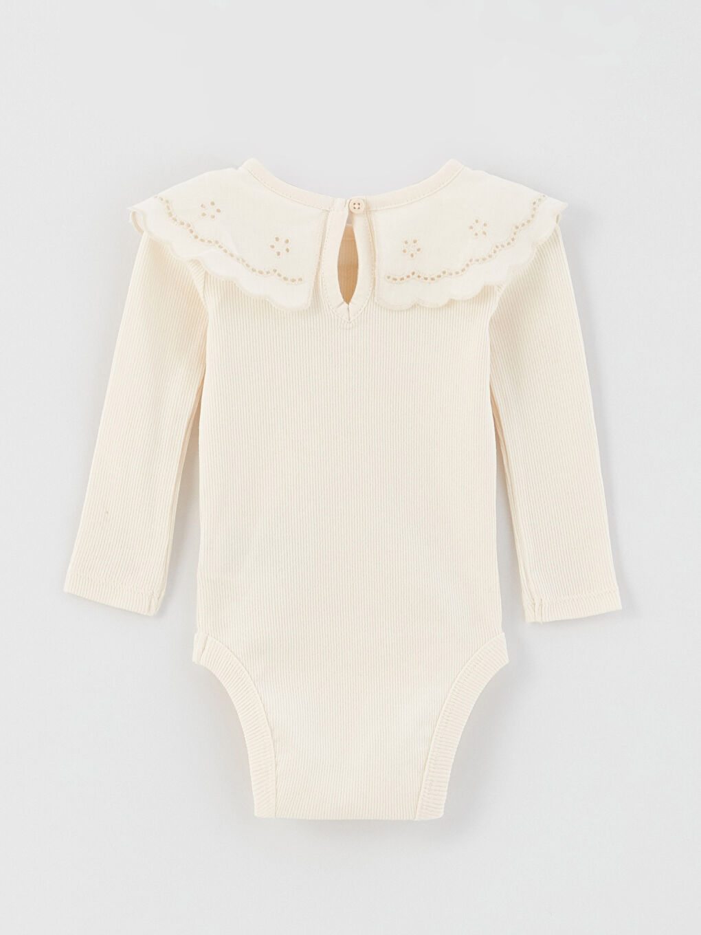 LC Waikiki Bebe Collar Long Sleeve Embroidery Detailed Baby Girl Snap Snap Body -S33915Z1-KXP