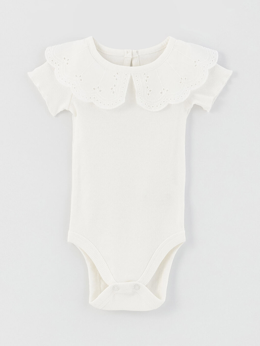 ياقة بيبي كم قصير تفاصيل تطريز بدلة جسم بنات رضع بزر