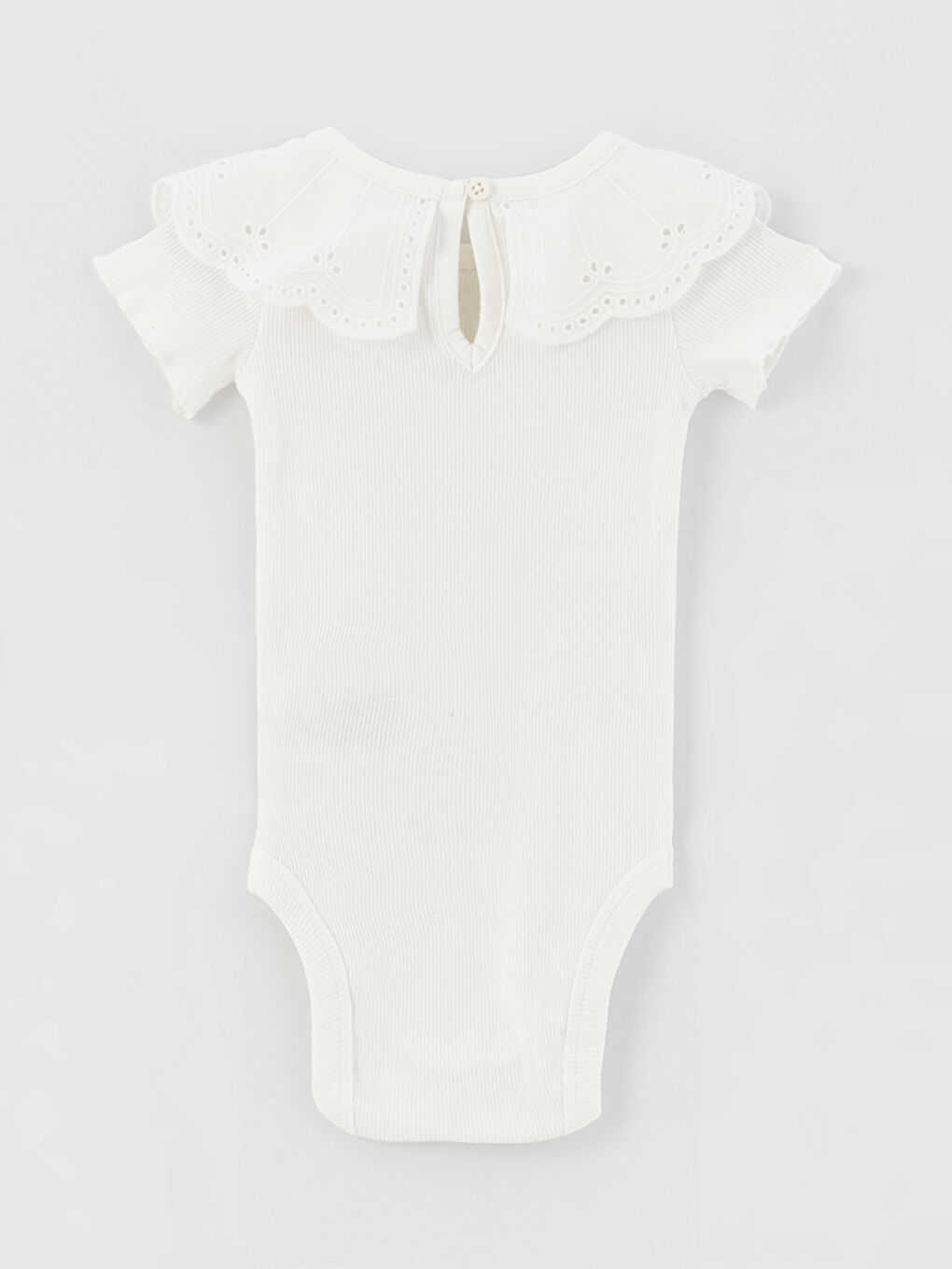 ياقة بيبي كم قصير تفاصيل تطريز بدلة جسم بنات رضع بزر-1