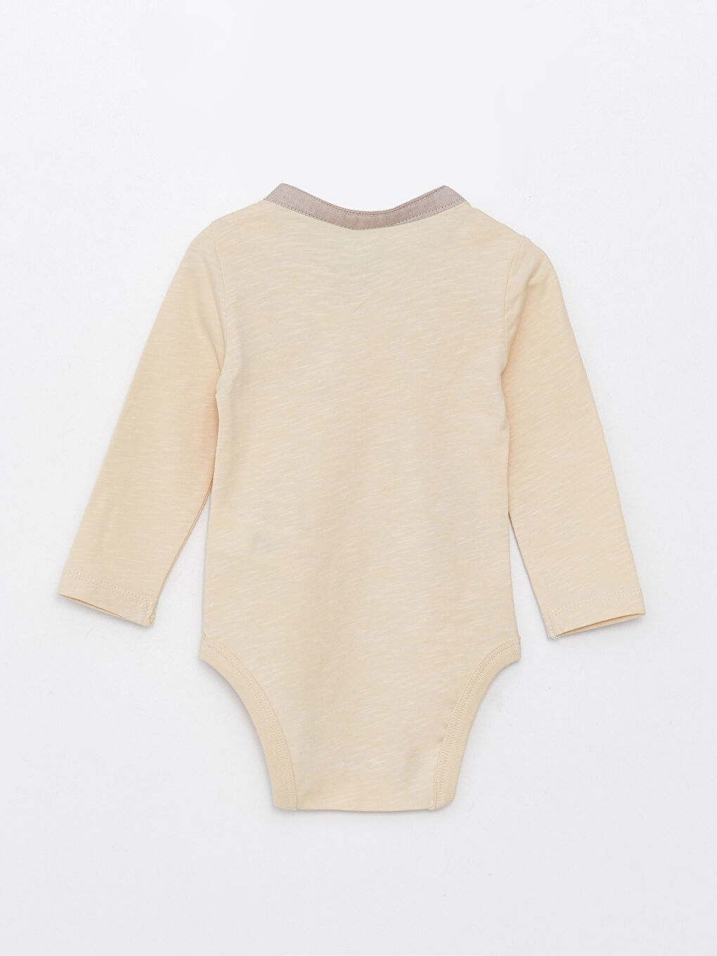 Bej Hakim Yaka Uzun Kollu Basic Erkek Bebek Çıtçıtlı Body-1