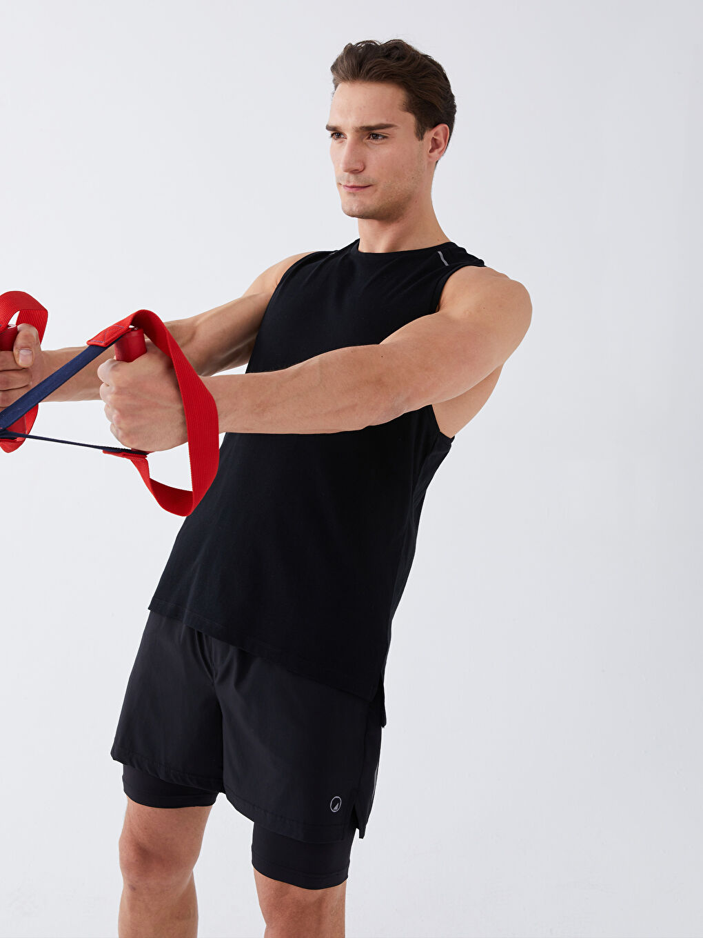 Siyah Bisiklet Yaka Erkek Kolsuz Tişört