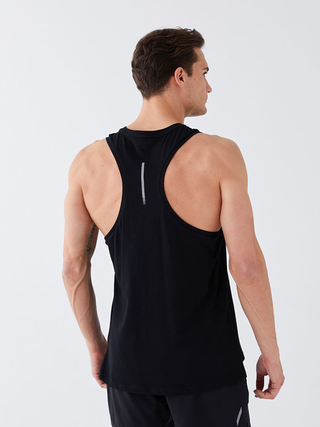 Siyah Bisiklet Yaka Erkek Kolsuz Tişört-5