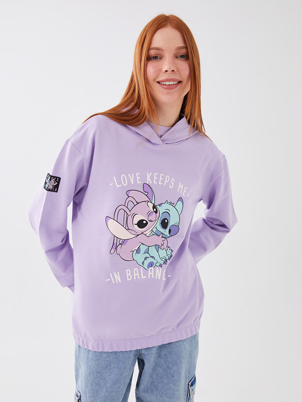 Hooded Lilo & Stitch Printed Long Sleeve Women's Sweatshirt Mother Daughter Combination