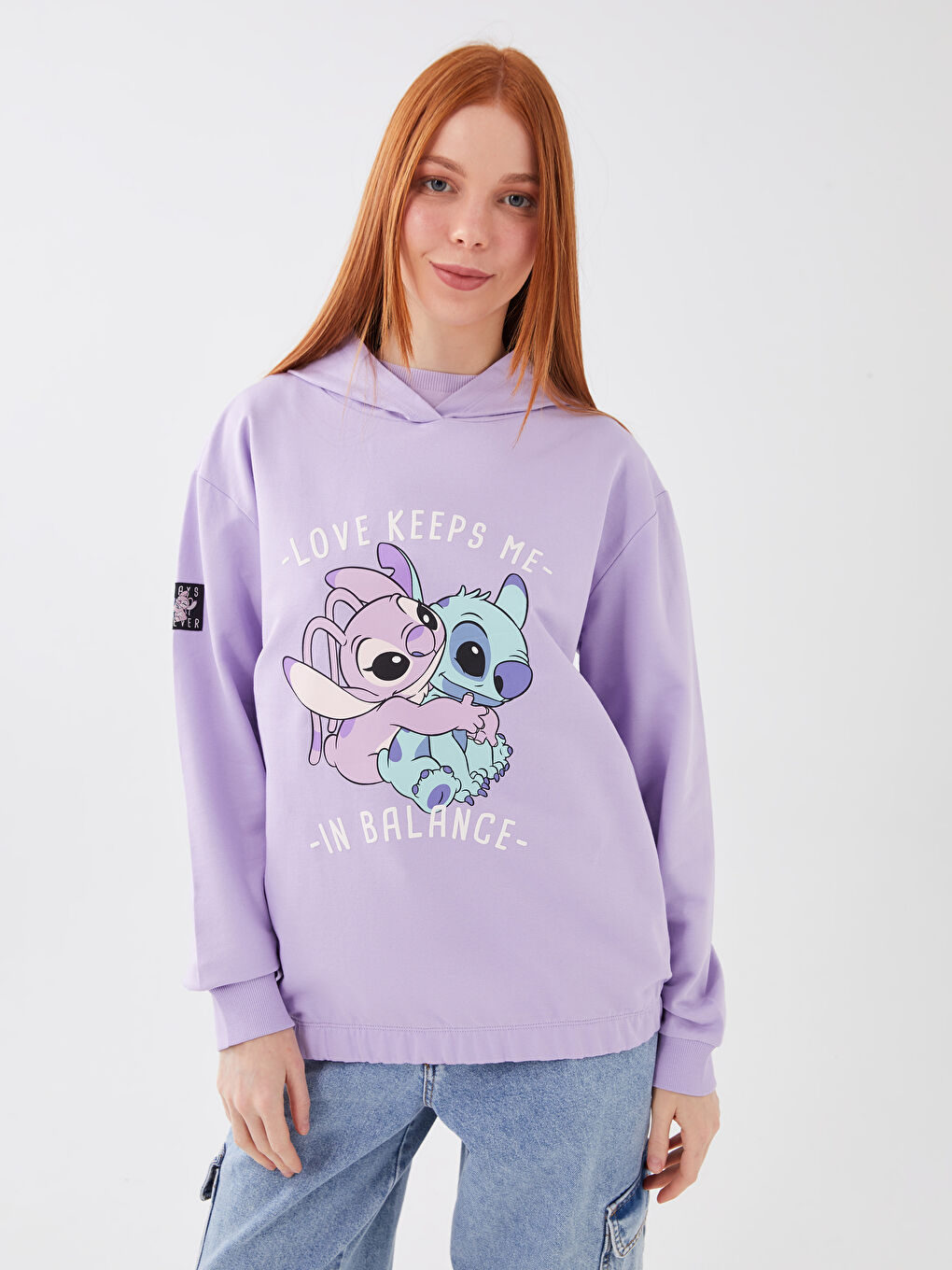 Hooded Lilo & Stitch Printed Long Sleeve Women's Sweatshirt Mother Daughter Combination-1