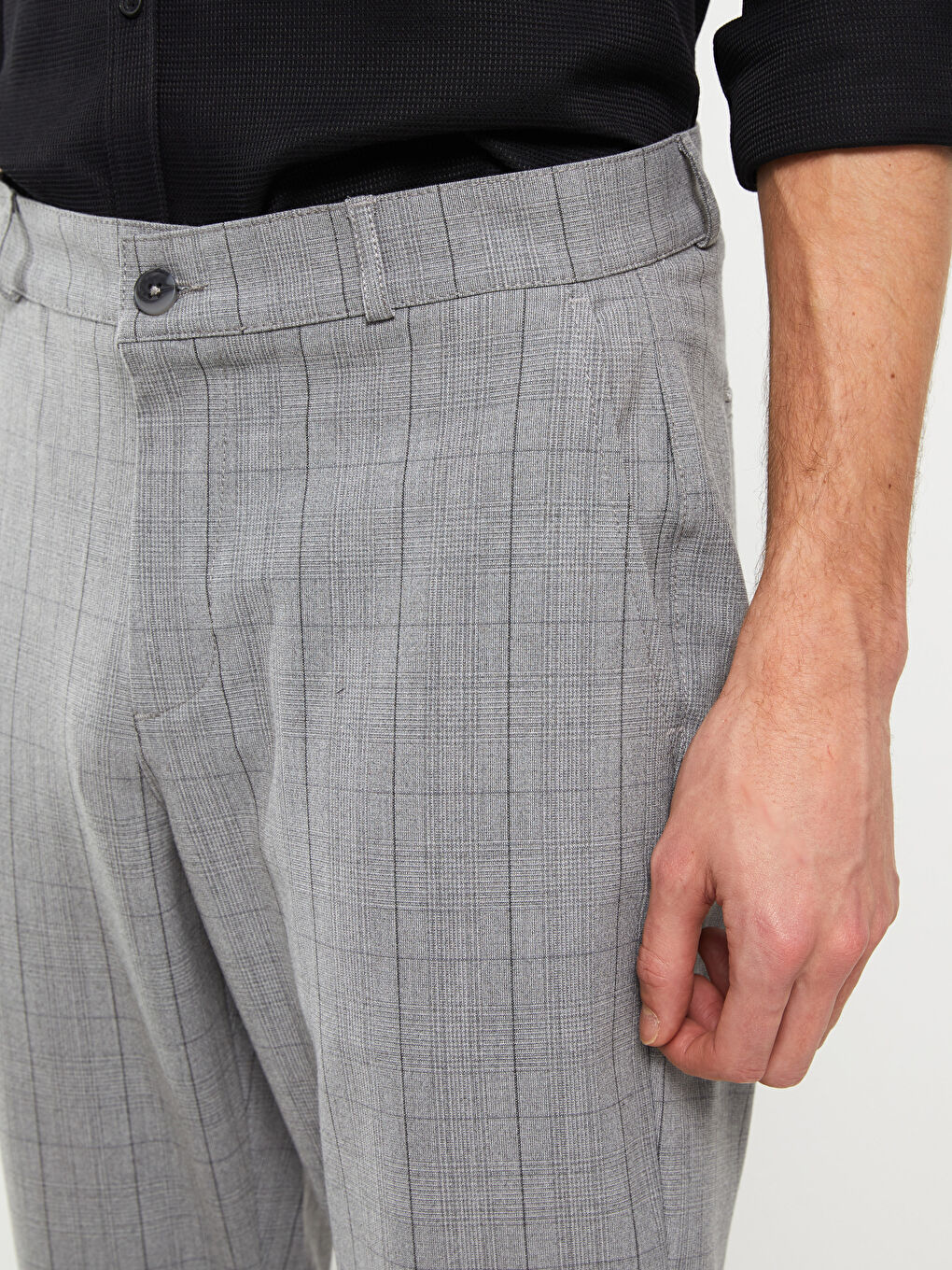 Pantaloni Slim Fit cu Carouri pentru Bărbați-3