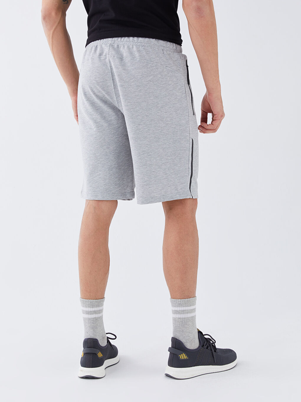 Gri Slim Fit Beli Lastikli Erkek Şort-3