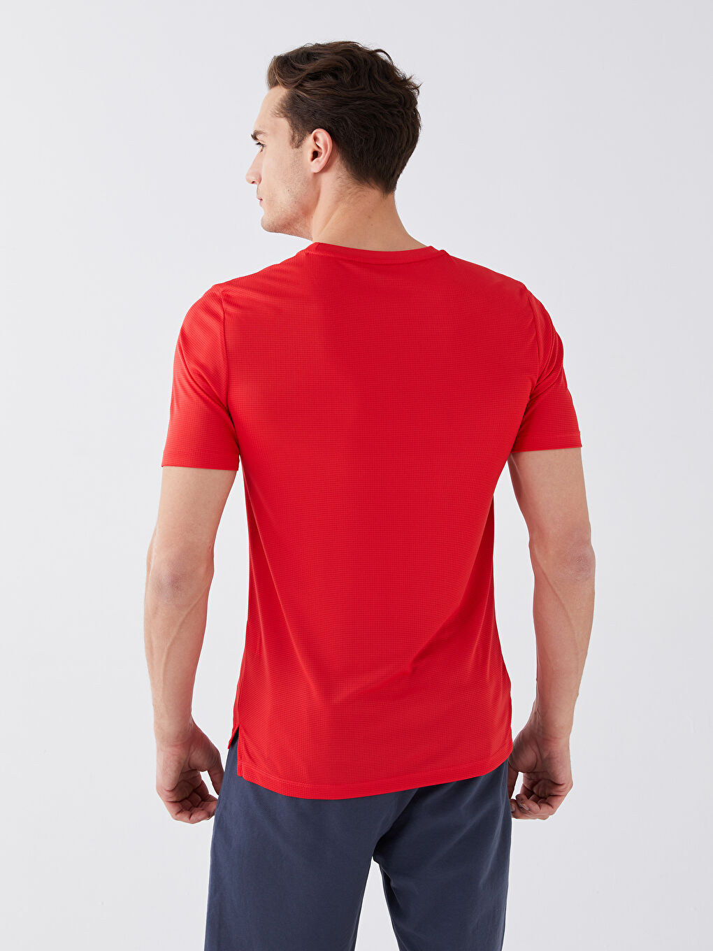 Kırmızı DRY-TECH Bisiklet Yaka Kısa Kollu Erkek Spor Tişört-4