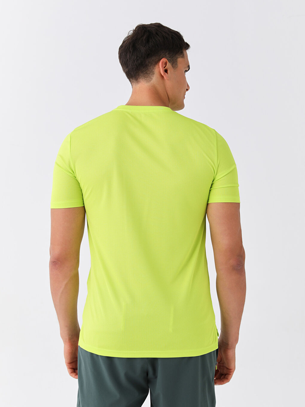 Yeşil DRY-TECH Bisiklet Yaka Kısa Kollu Erkek Spor Tişört-4