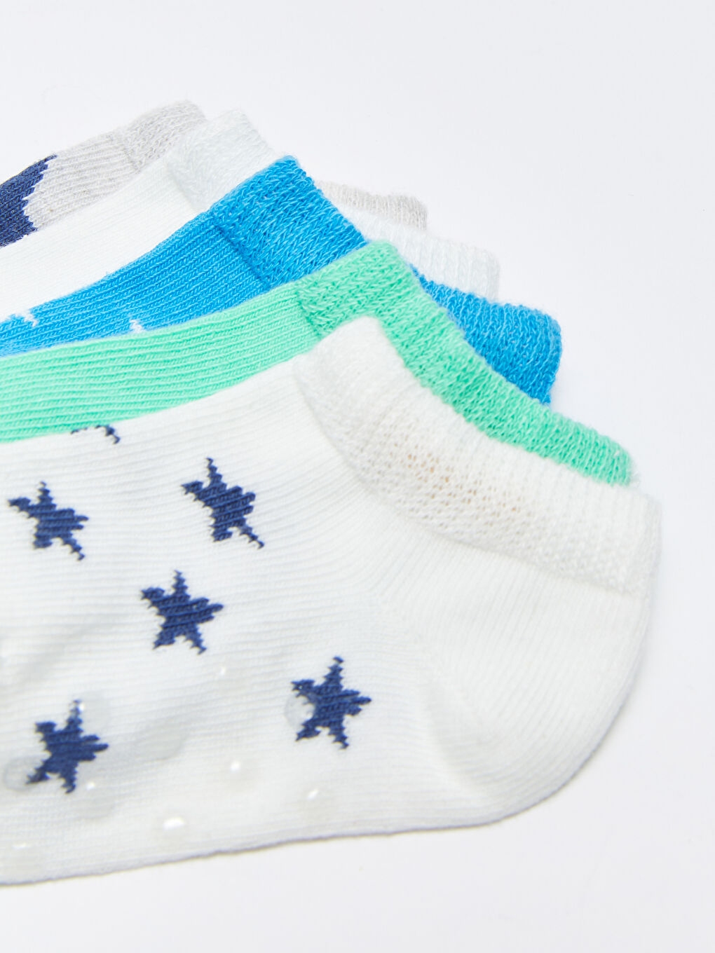 Beyaz Baskılı Erkek Bebek Patik Çorap 5'li-3