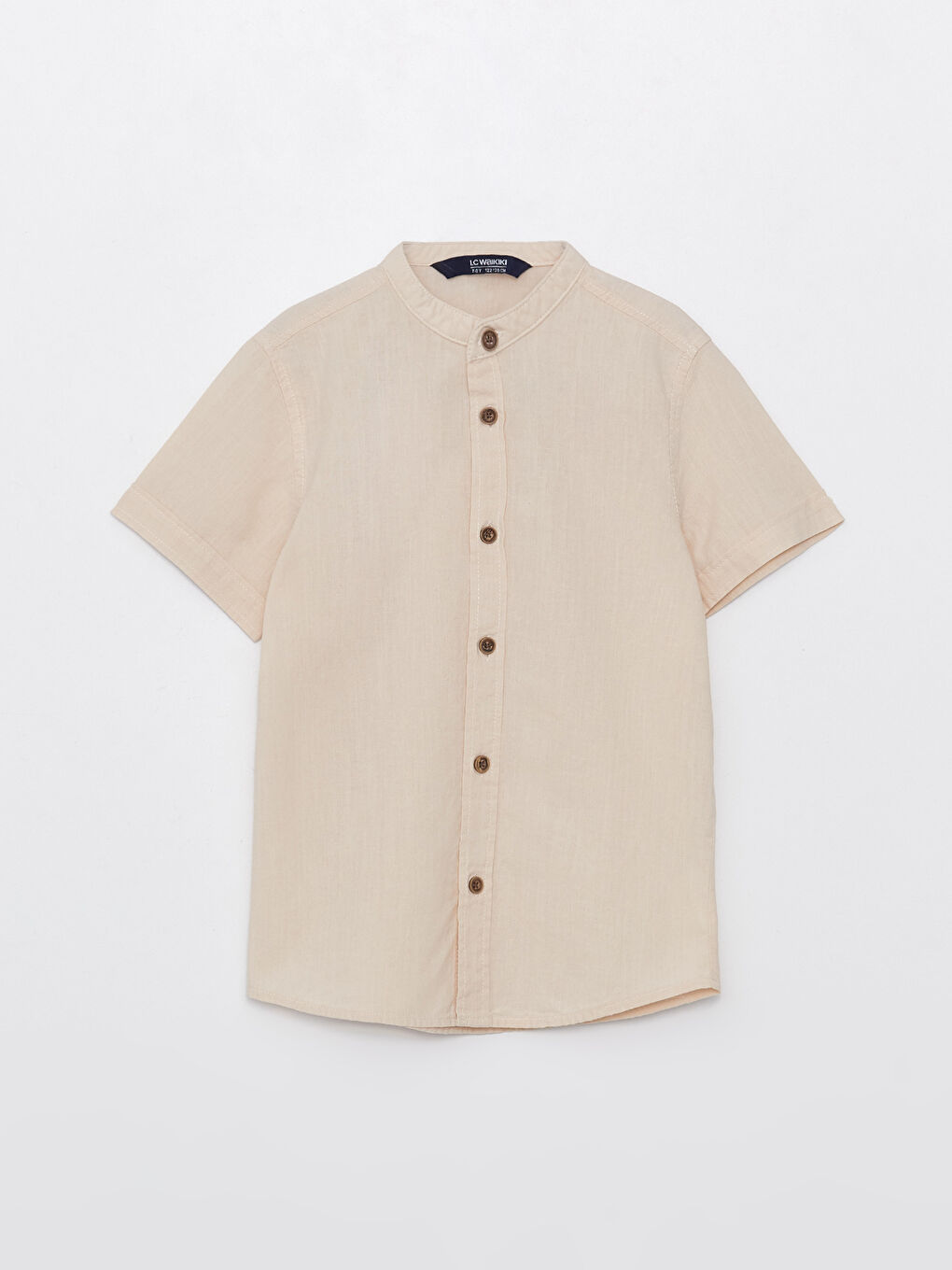 Grandad Collar Basic Short Sleeve Boys' Shirt