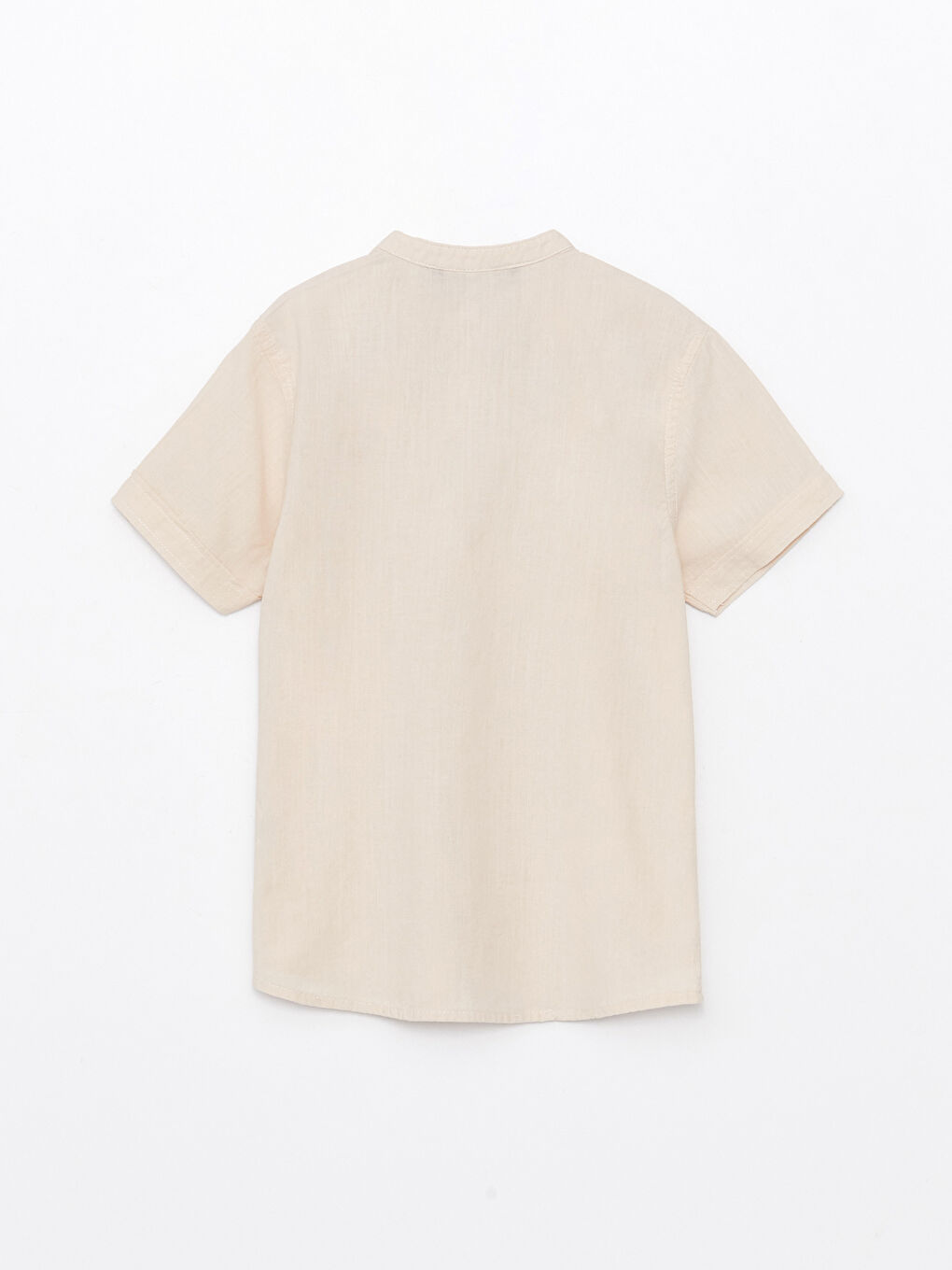 Grandad Collar Basic Short Sleeve Boys' Shirt-1