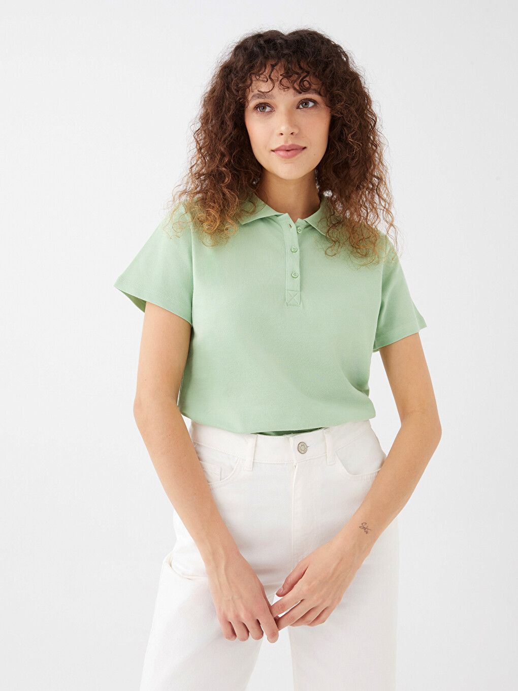 T-shirt Pour Femmes À Col Roulé Uni À Manches Courtes