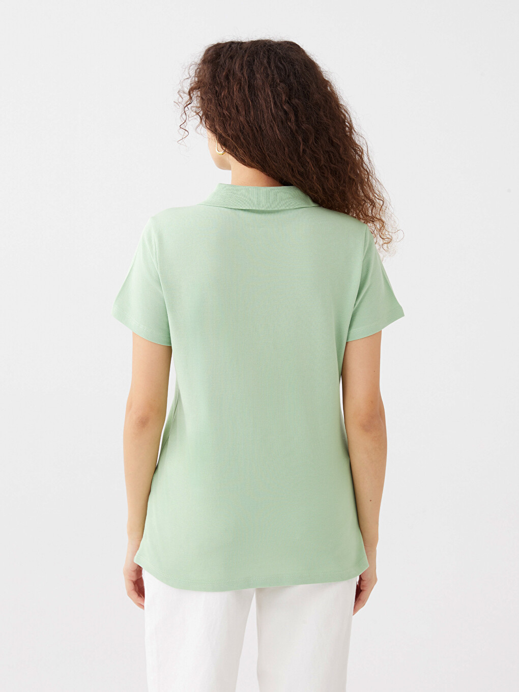 T-shirt Pour Femmes À Col Roulé Uni À Manches Courtes-4