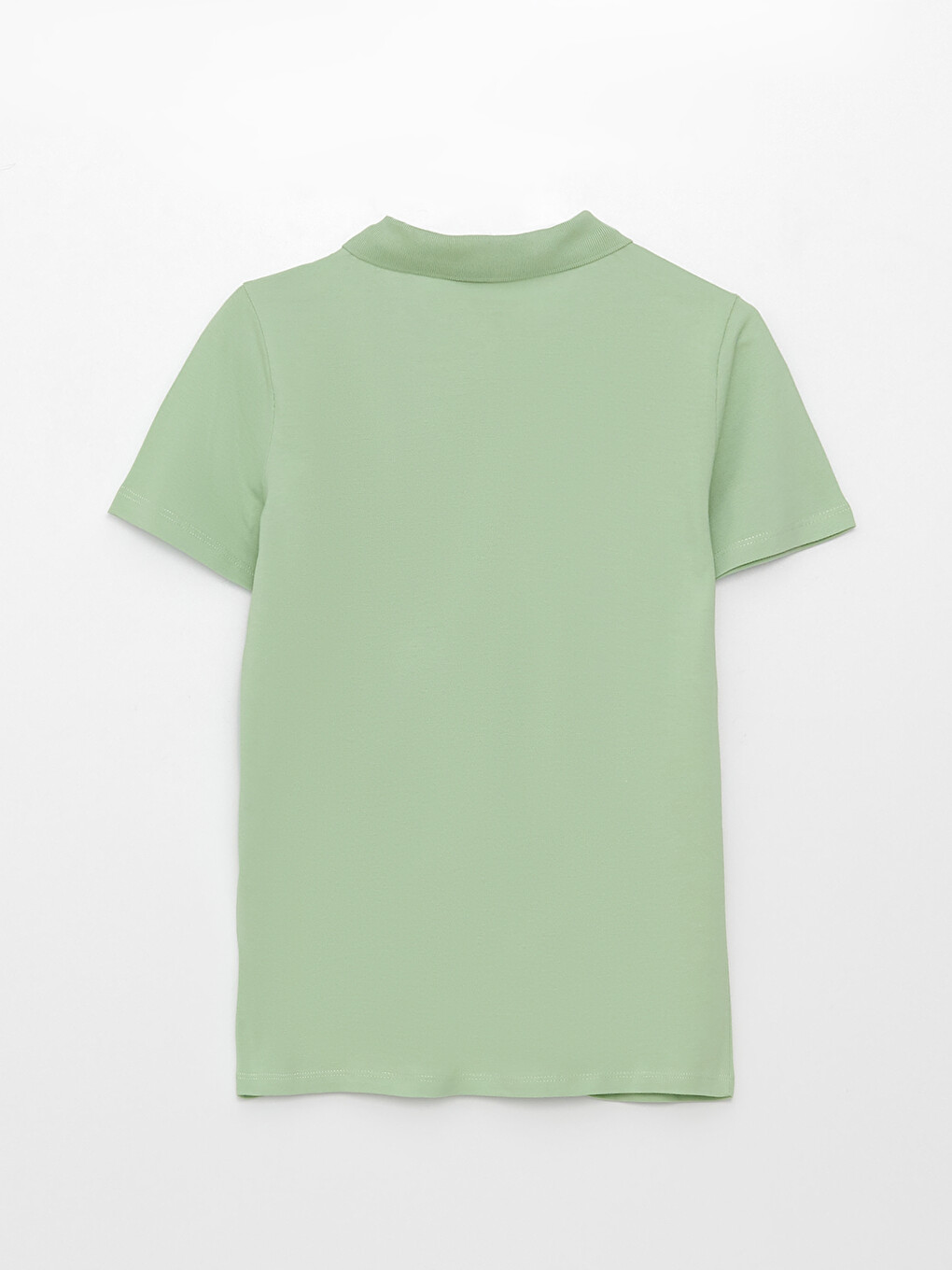 T-shirt Pour Femmes À Col Roulé Uni À Manches Courtes-6