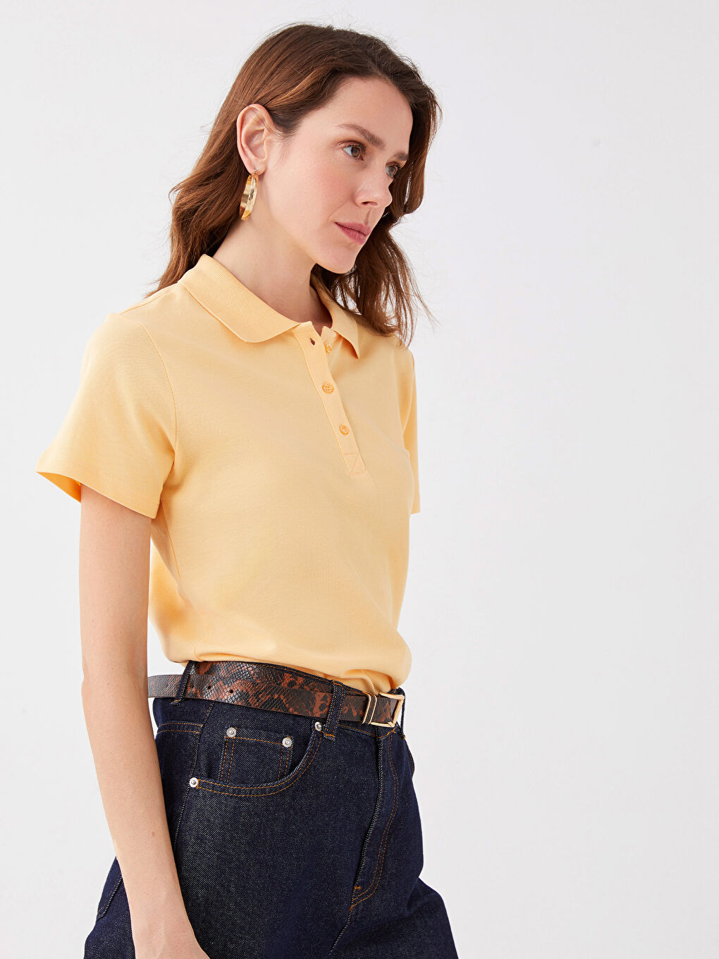 Rollkragen Schlicht Kurzarm T-Shirt für Damen-1