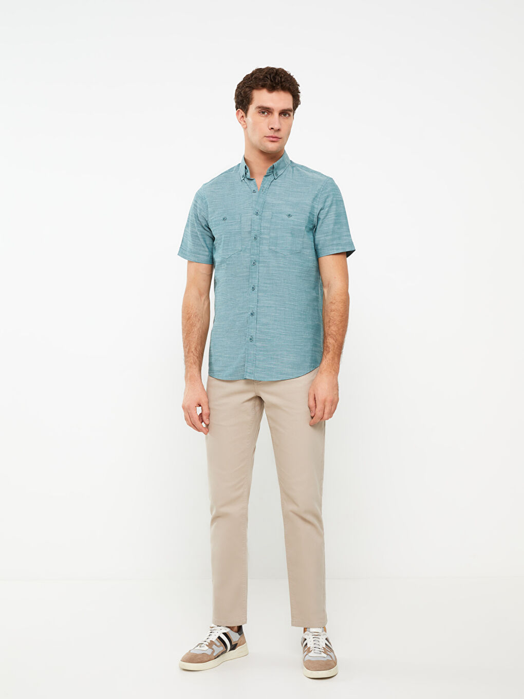 Regular Fit Short Sleeve Poplin Men's Shirt -S33965Z8-CS4