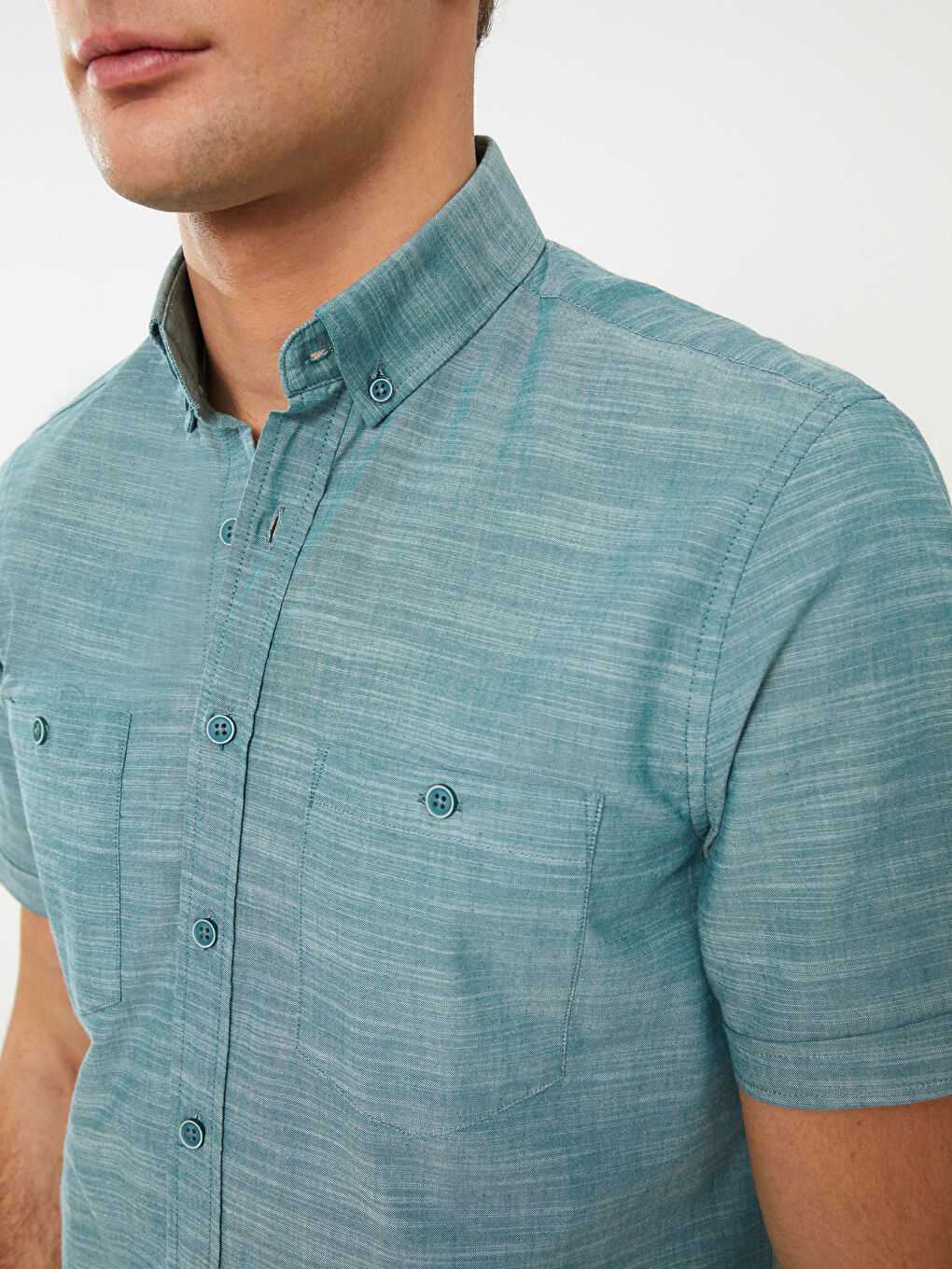 Regular Fit Short Sleeve Poplin Men's Shirt -S33965Z8-CS4