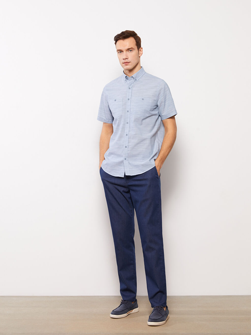 Regular Fit Short Sleeve Poplin Men's Shirt -S33965Z8-HWG