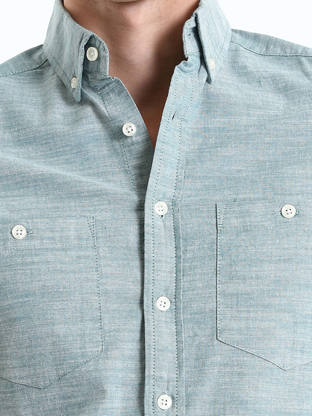 Chemise pour Hommes à Manches Courtes Aspect Lin Coupe Régulière-4