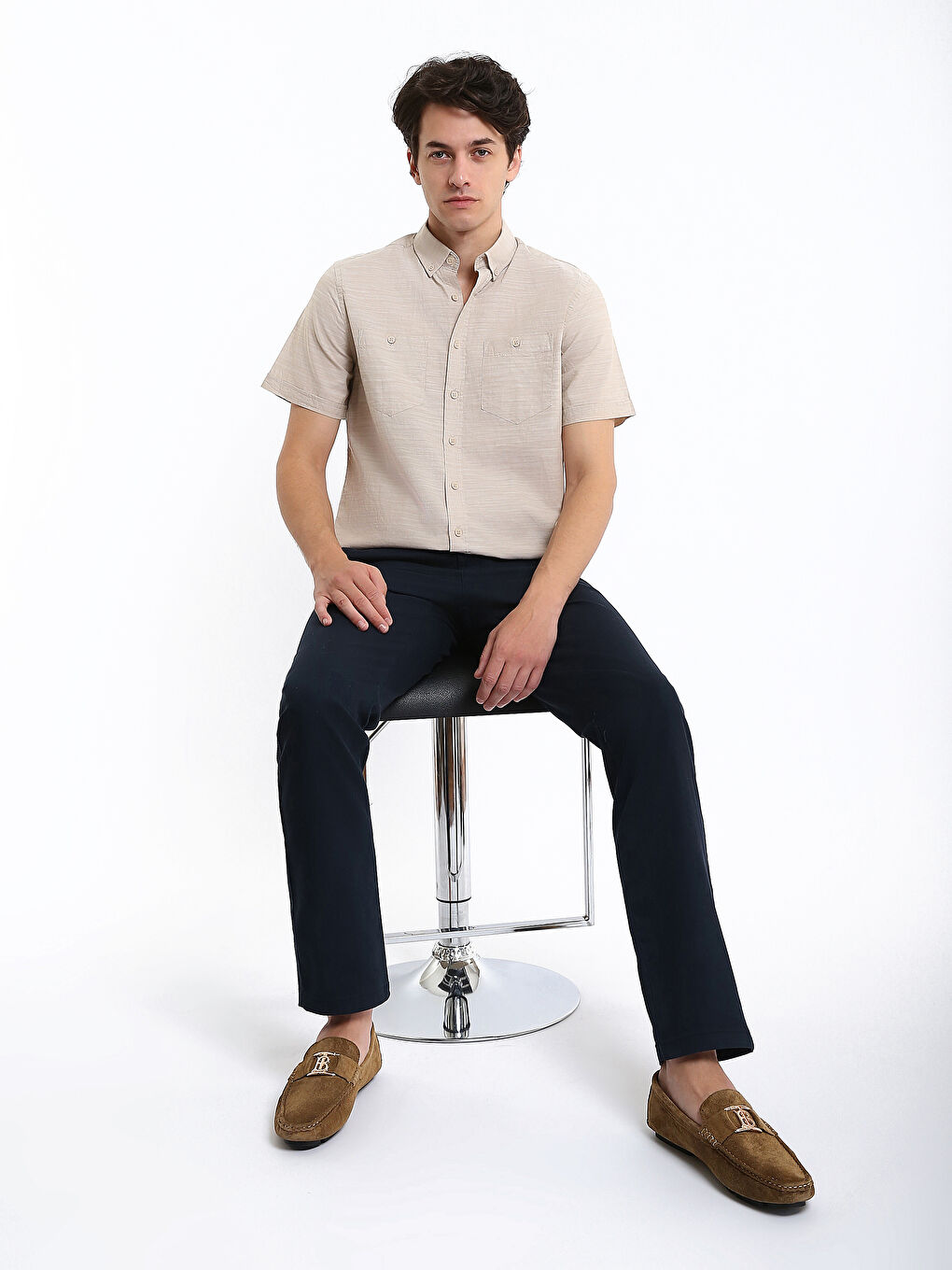 Chemise homme coupe classique en popeline à manches courtes-2