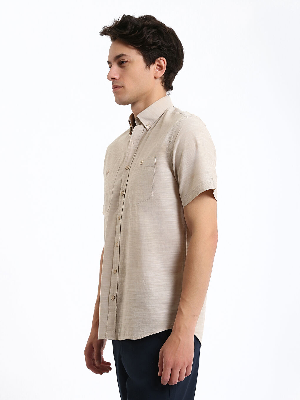 Chemise homme coupe classique en popeline à manches courtes-6