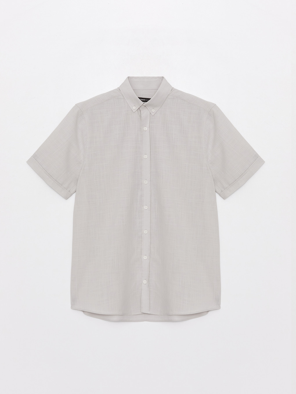 Gri Regular Fit Kısa Kollu Poplin Erkek Gömlek-5