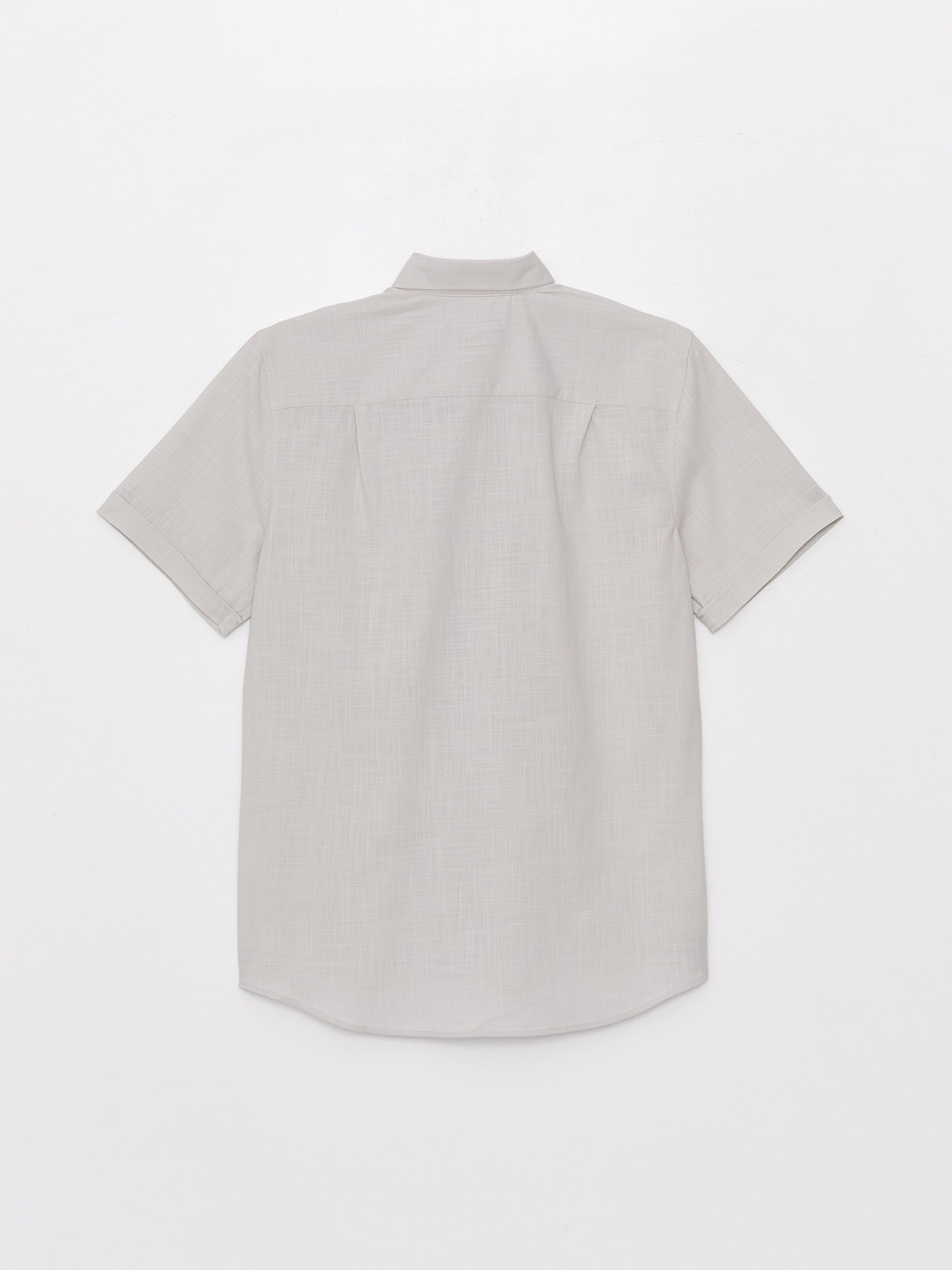Gri Regular Fit Kısa Kollu Poplin Erkek Gömlek-6