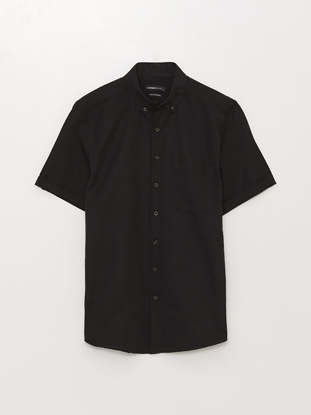 Siyah Regular Fit Kısa Kollu Poplin Erkek Gömlek-5