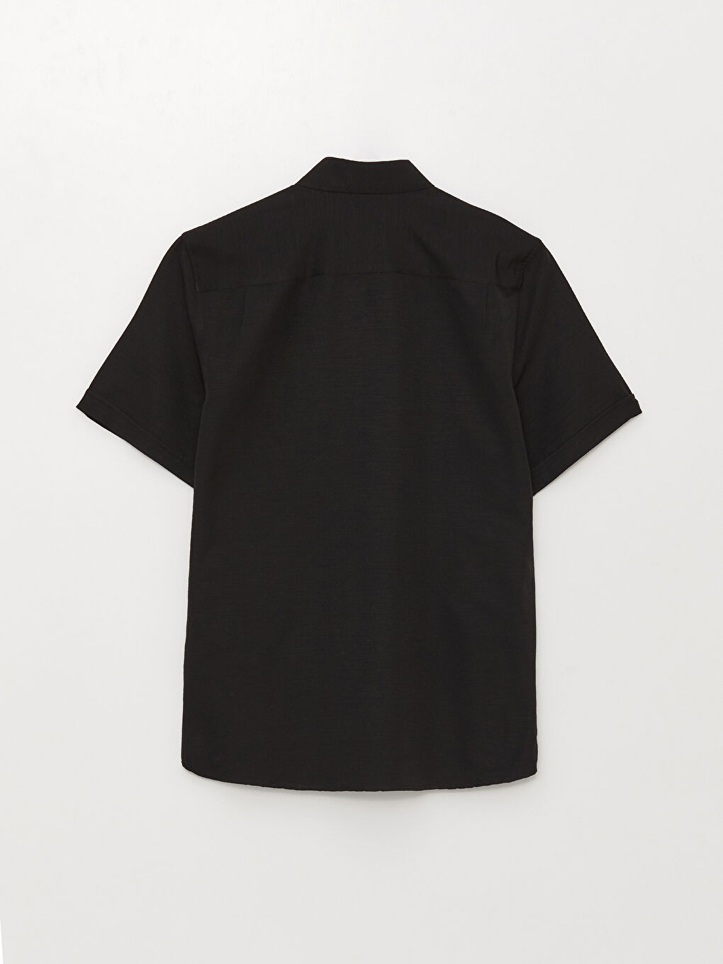 Siyah Regular Fit Kısa Kollu Poplin Erkek Gömlek-6
