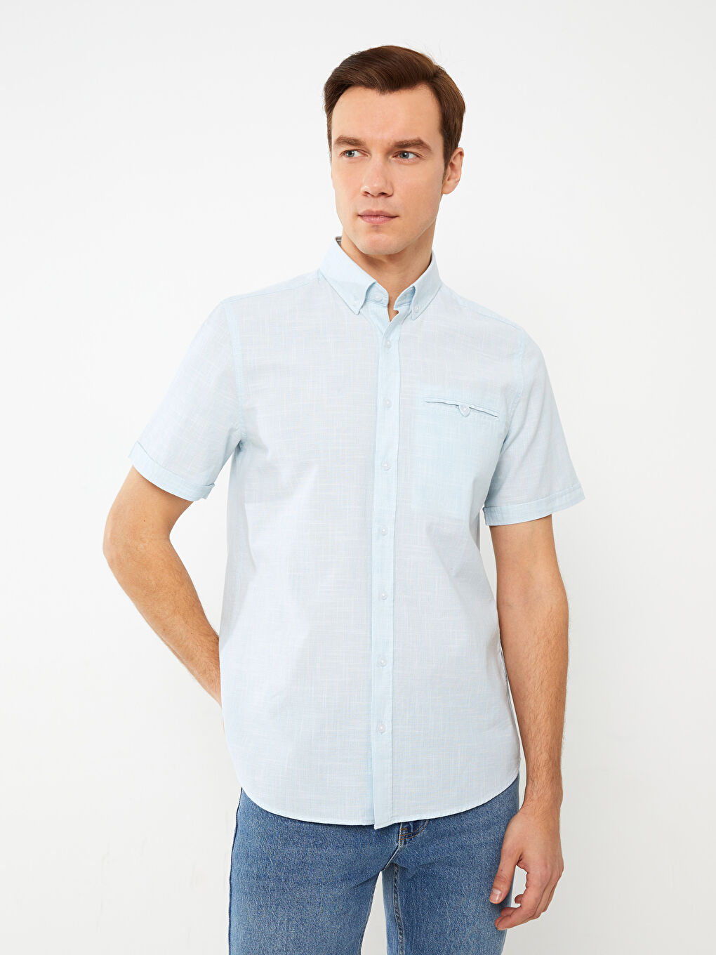 LCWAIKIKI Basic Regular Fit Short Sleeve Men's Shirt -S33967Z8-DY0