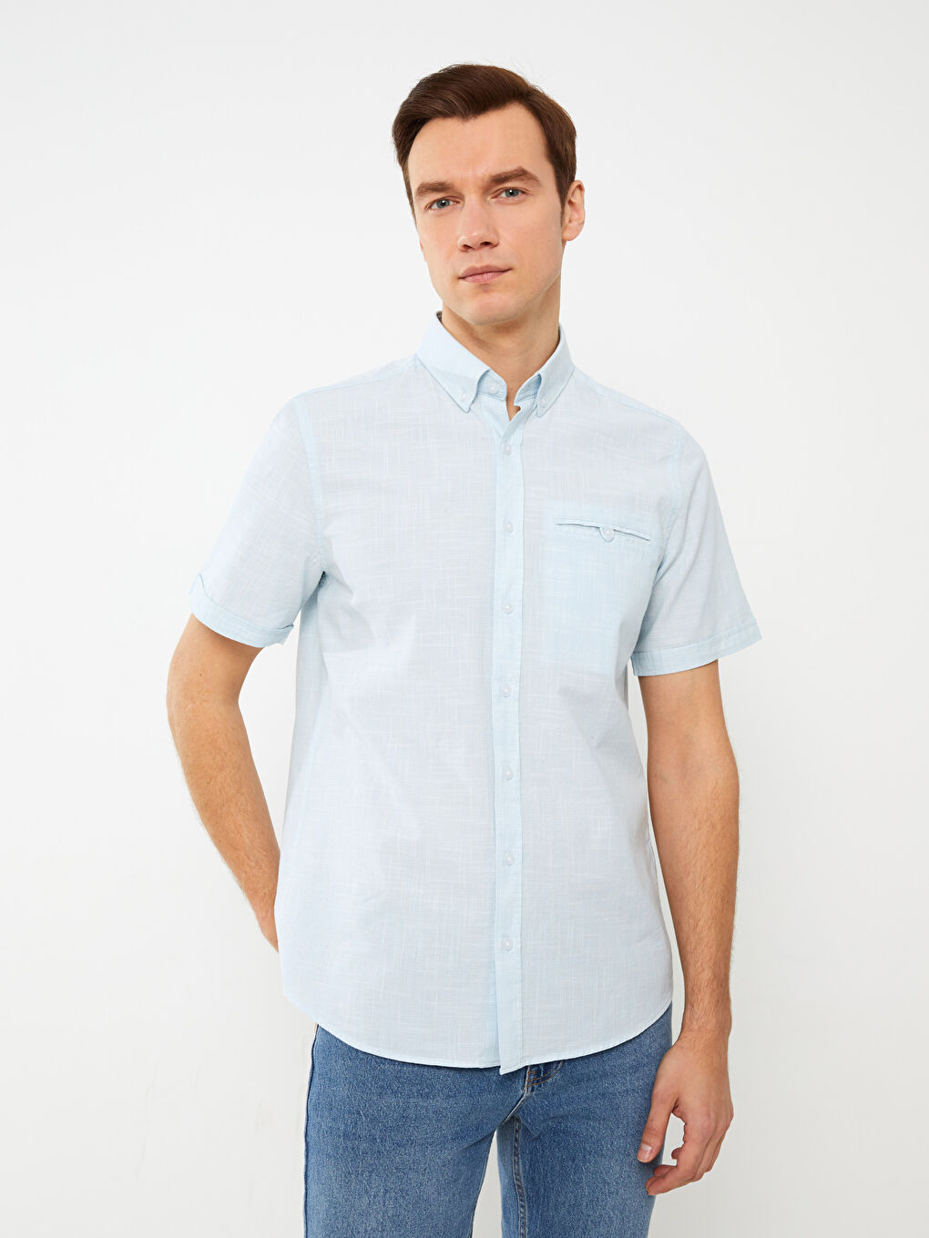 LCWAIKIKI Basic Regular Fit Short Sleeve Men's Shirt -S33967Z8-DY0