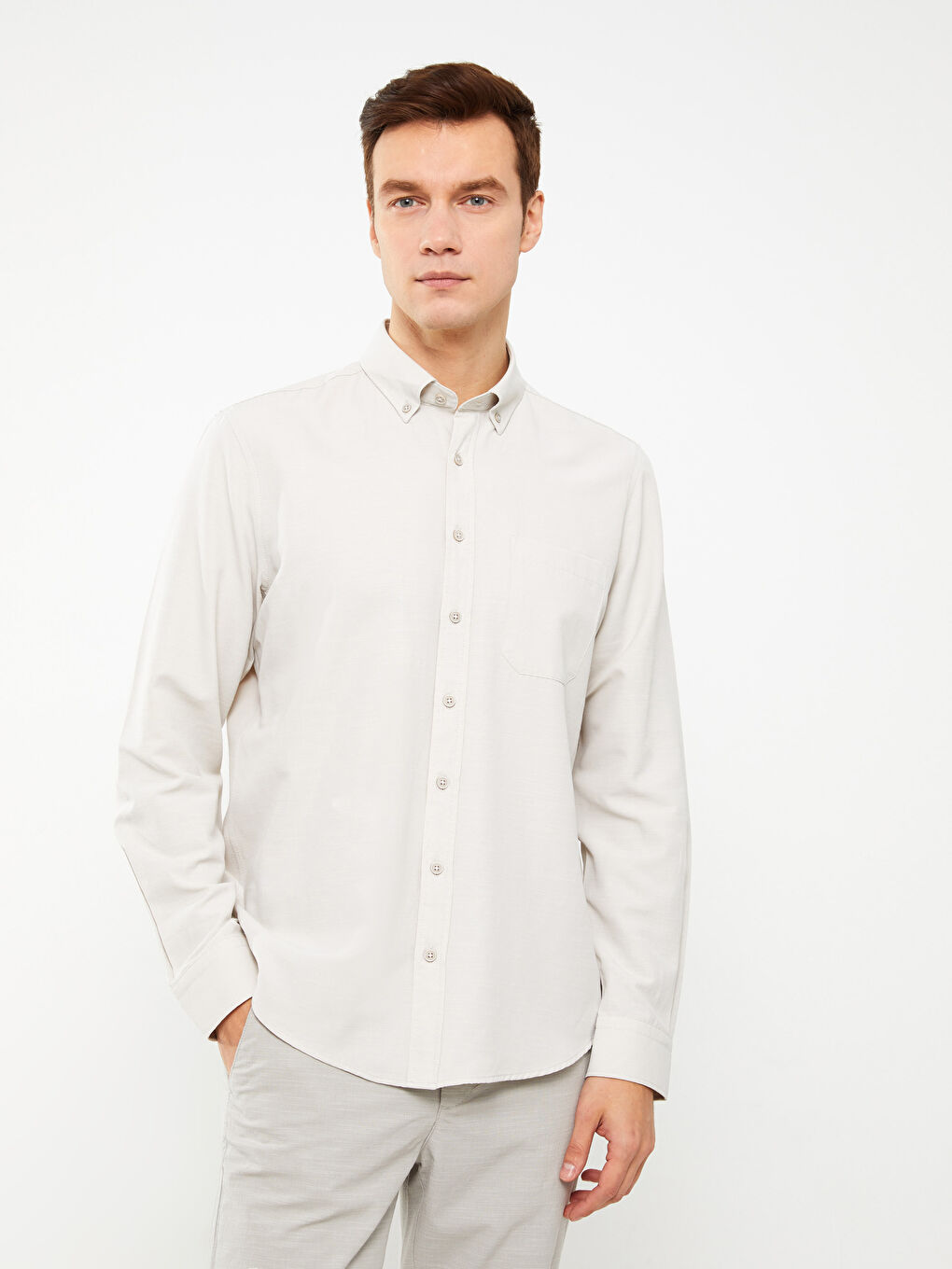 Cămașă pentru Bărbați cu Mânecă Lungă Regular Fit din Poplin
