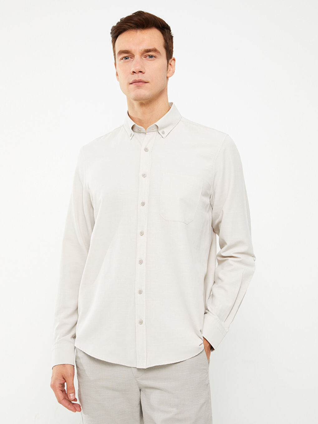 Cămașă pentru Bărbați cu Mânecă Lungă Regular Fit din Poplin-1