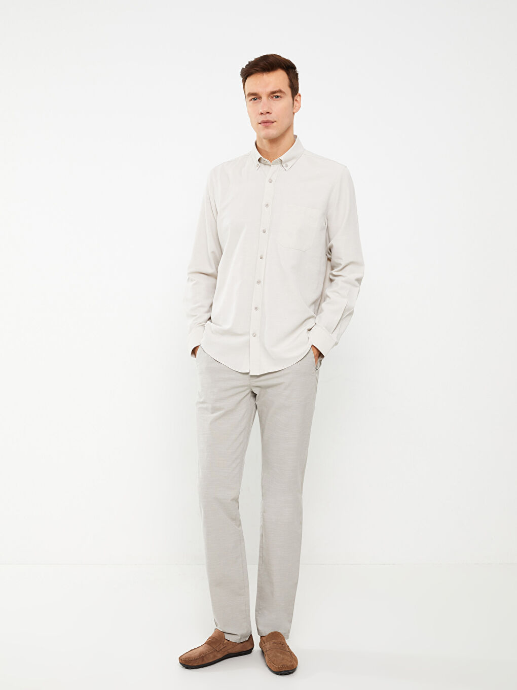 Cămașă pentru Bărbați cu Mânecă Lungă Regular Fit din Poplin-2