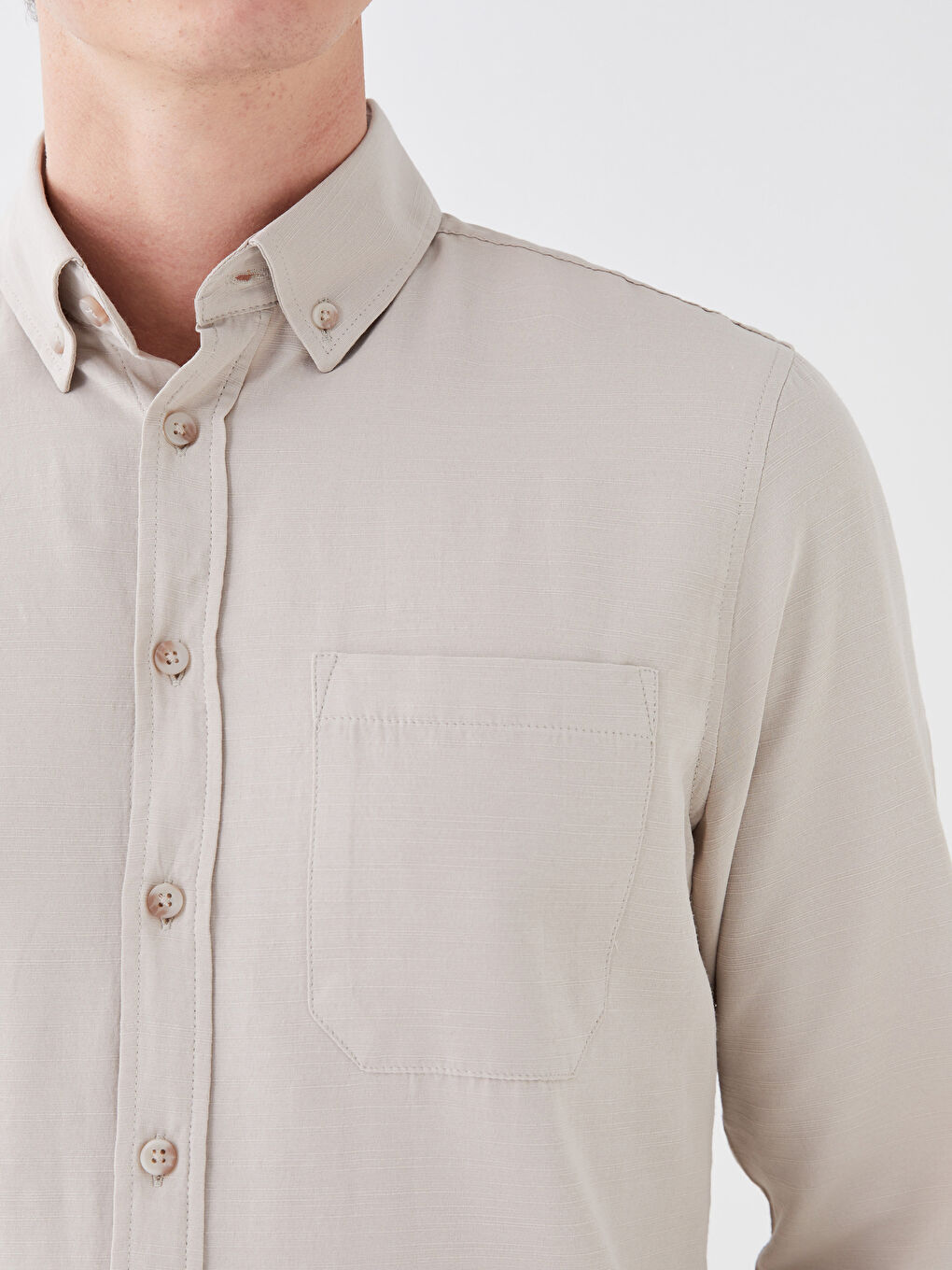 Regular Fit Long Sleeve Poplin Men's Shirt-3