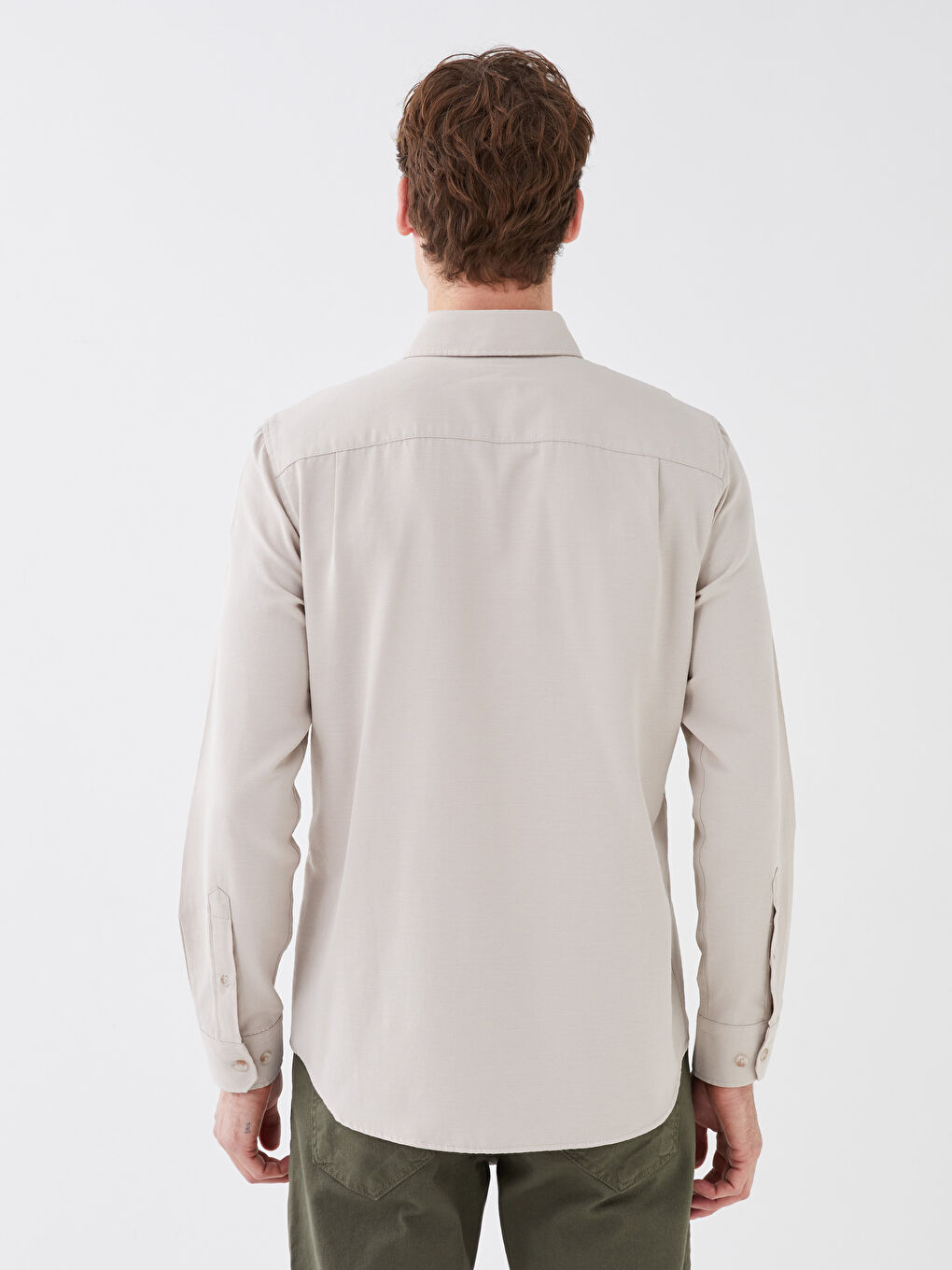 Regular Fit Long Sleeve Poplin Men's Shirt-4