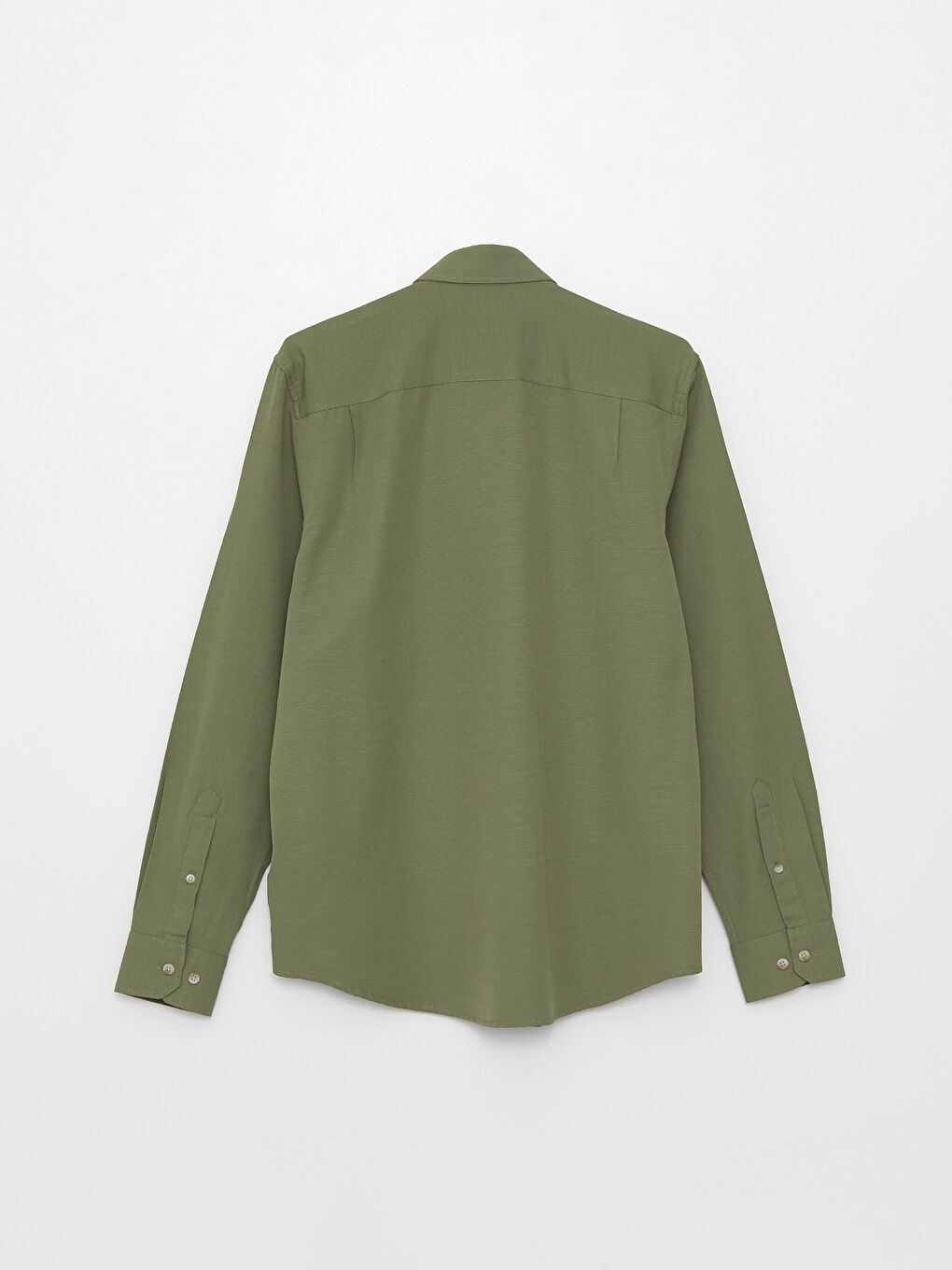 قميص بوبلين كم طويل عادي للرجال-6