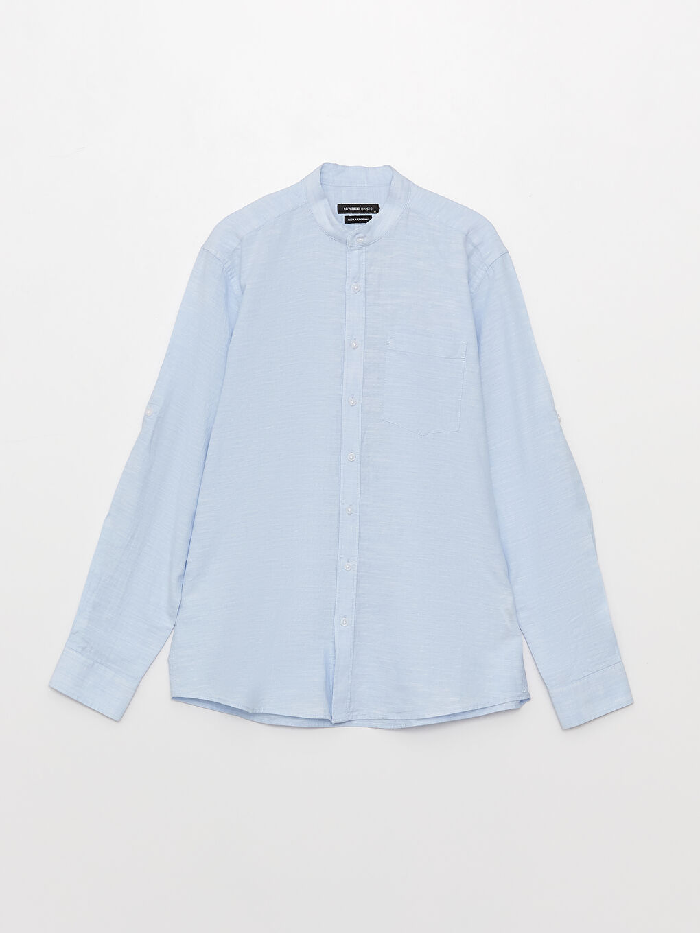 Regular Fit Long Sleeve Linen Blend Men's Shirt -S33975Z8-CUN